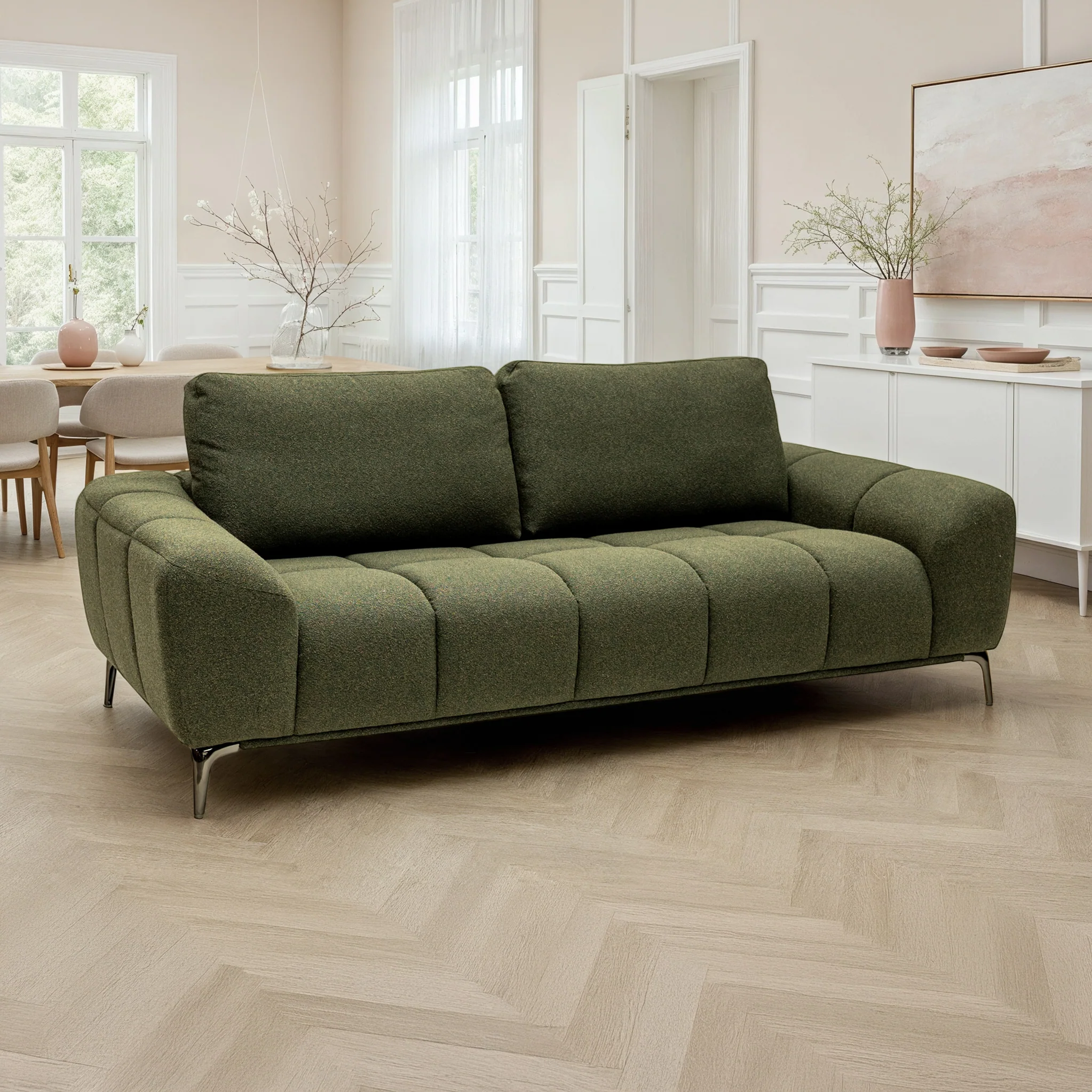 Noelle Textured Fabric 3 Seater Sofa - Image 2