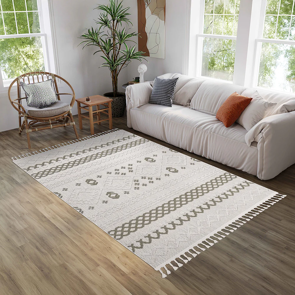 Norcross Flat and Loop Design Tassled Rug - Image 2