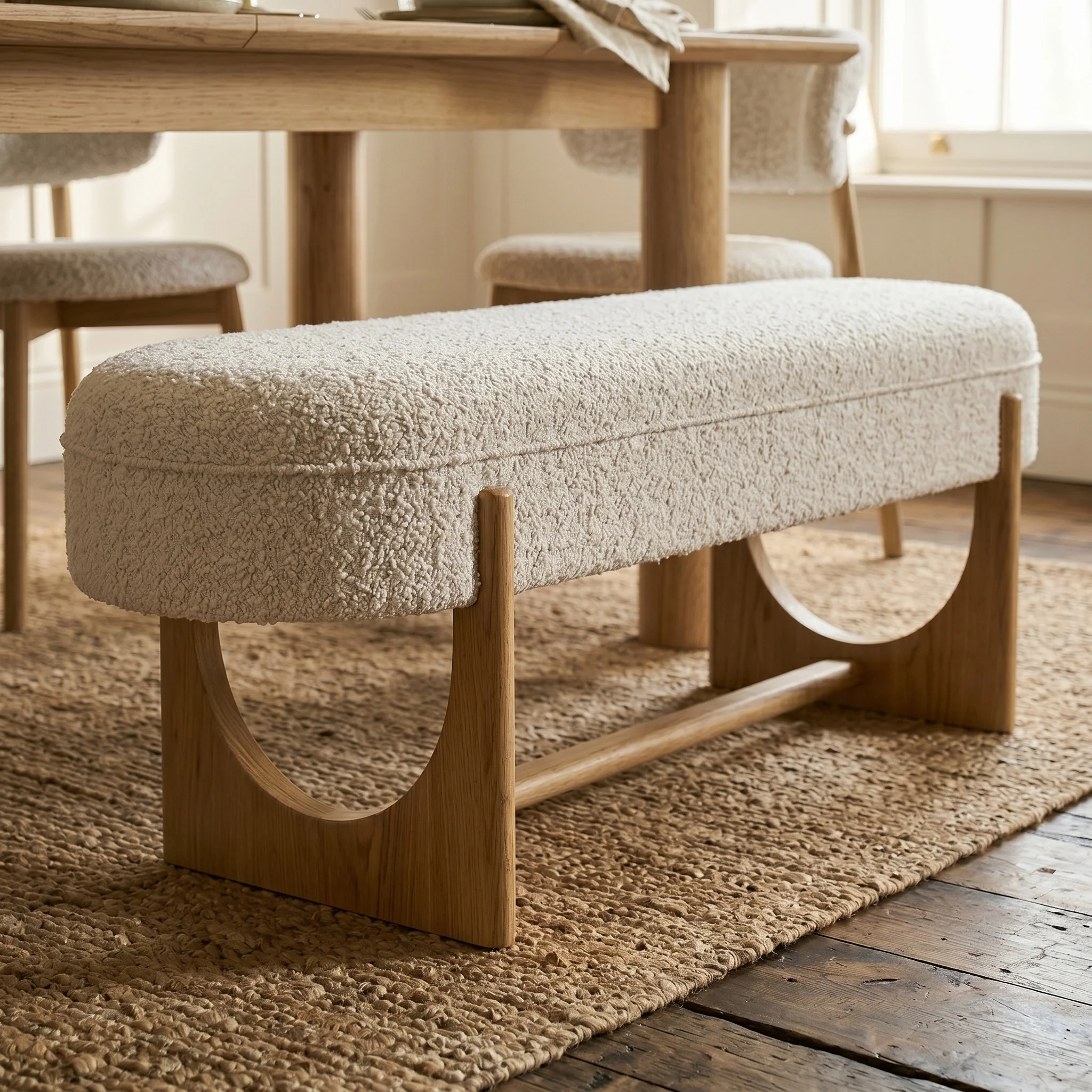 Nyssa Boucle 150cm Dining Bench - Image 2