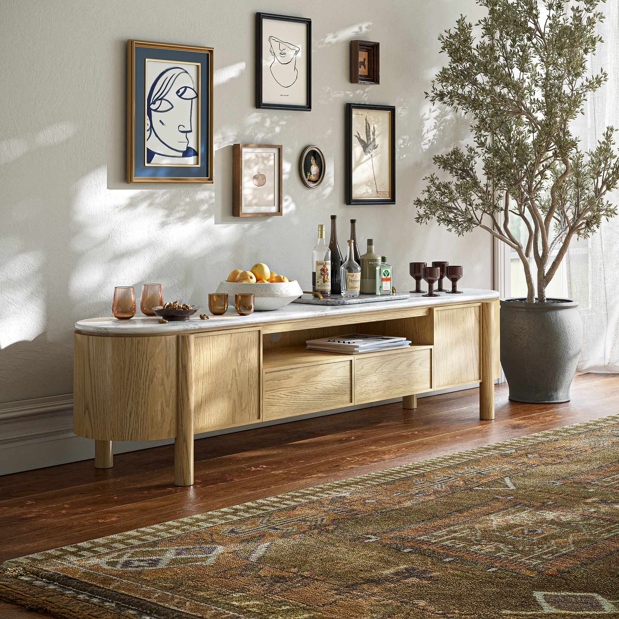 Nyssa Marble Top 210cm TV Unit - Image 2