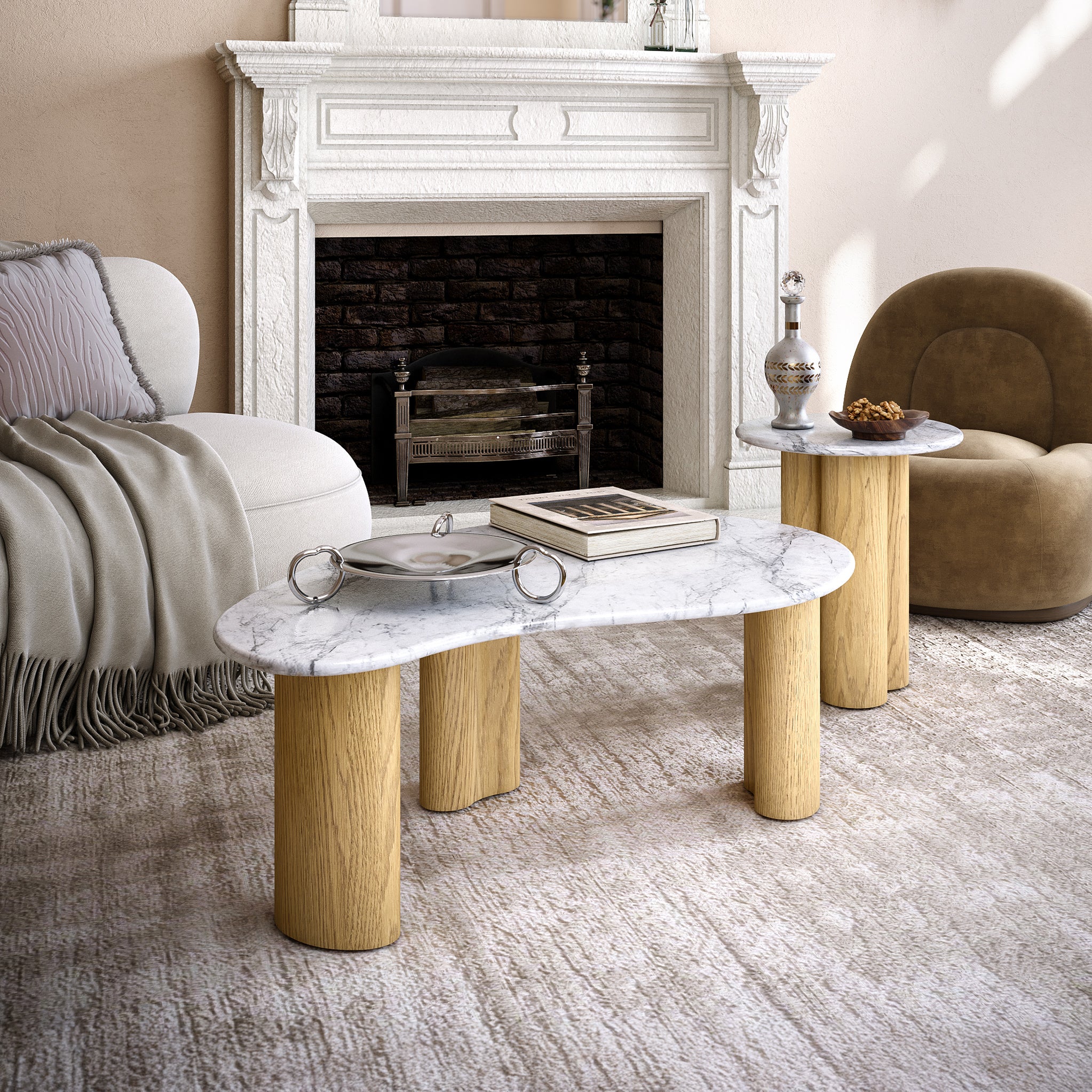 Nyssa Marble Top Tear Drop Coffee Table - Image 2
