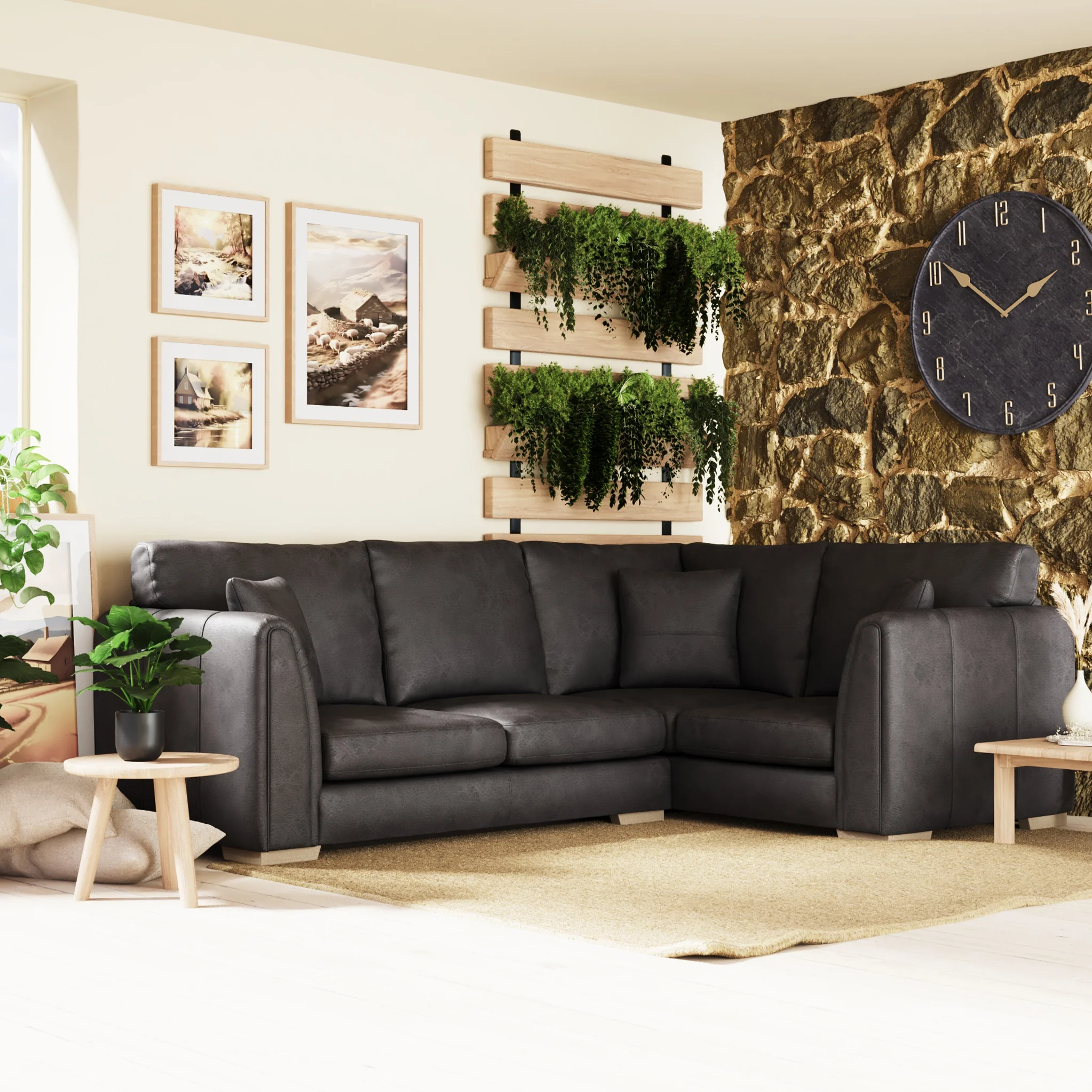 Oakley Faux Leather 2 Corner 2 Sofa - Image 11