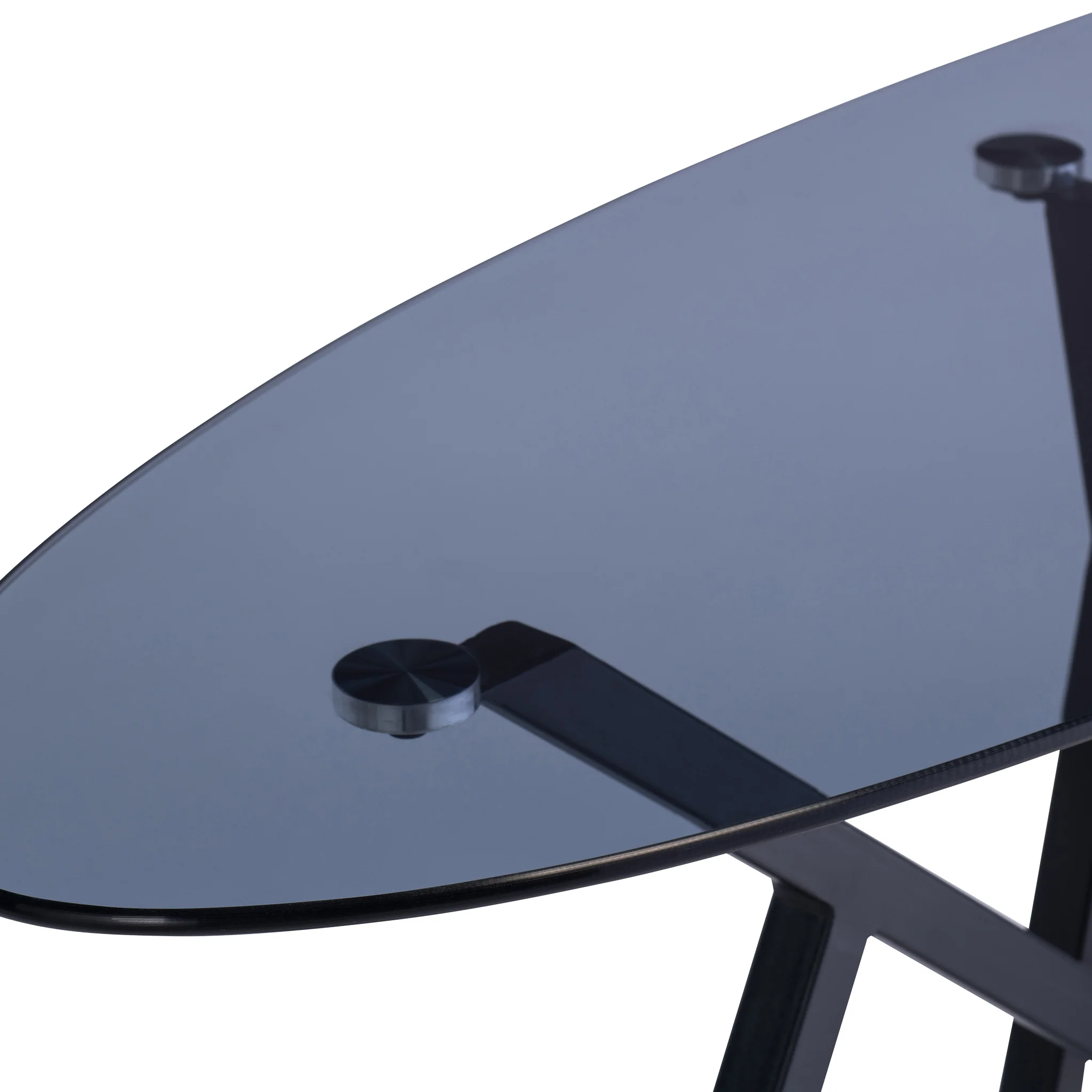 Oda Grey Tinted Oval Glass Console Table - Image 2