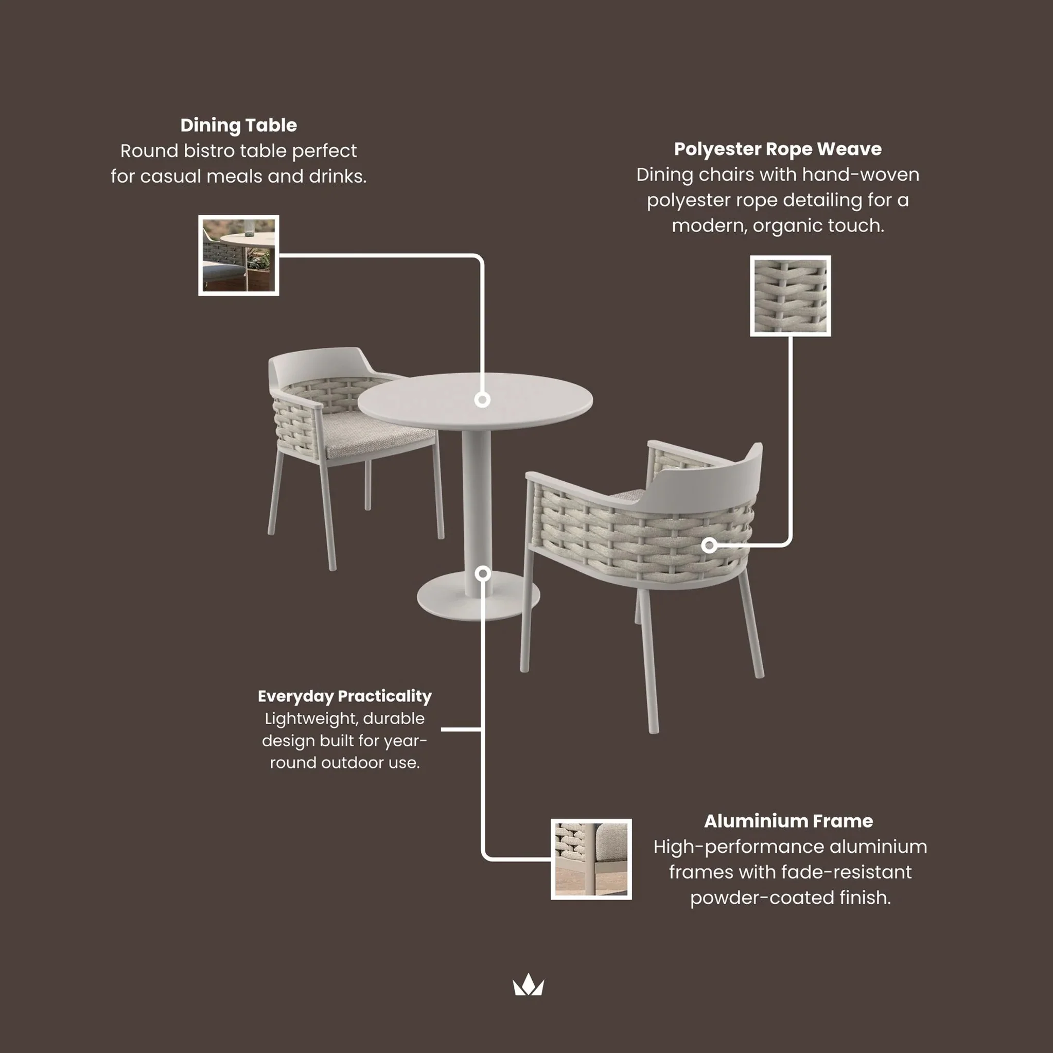 Olma 2 Seater Bistro Set - Image 7