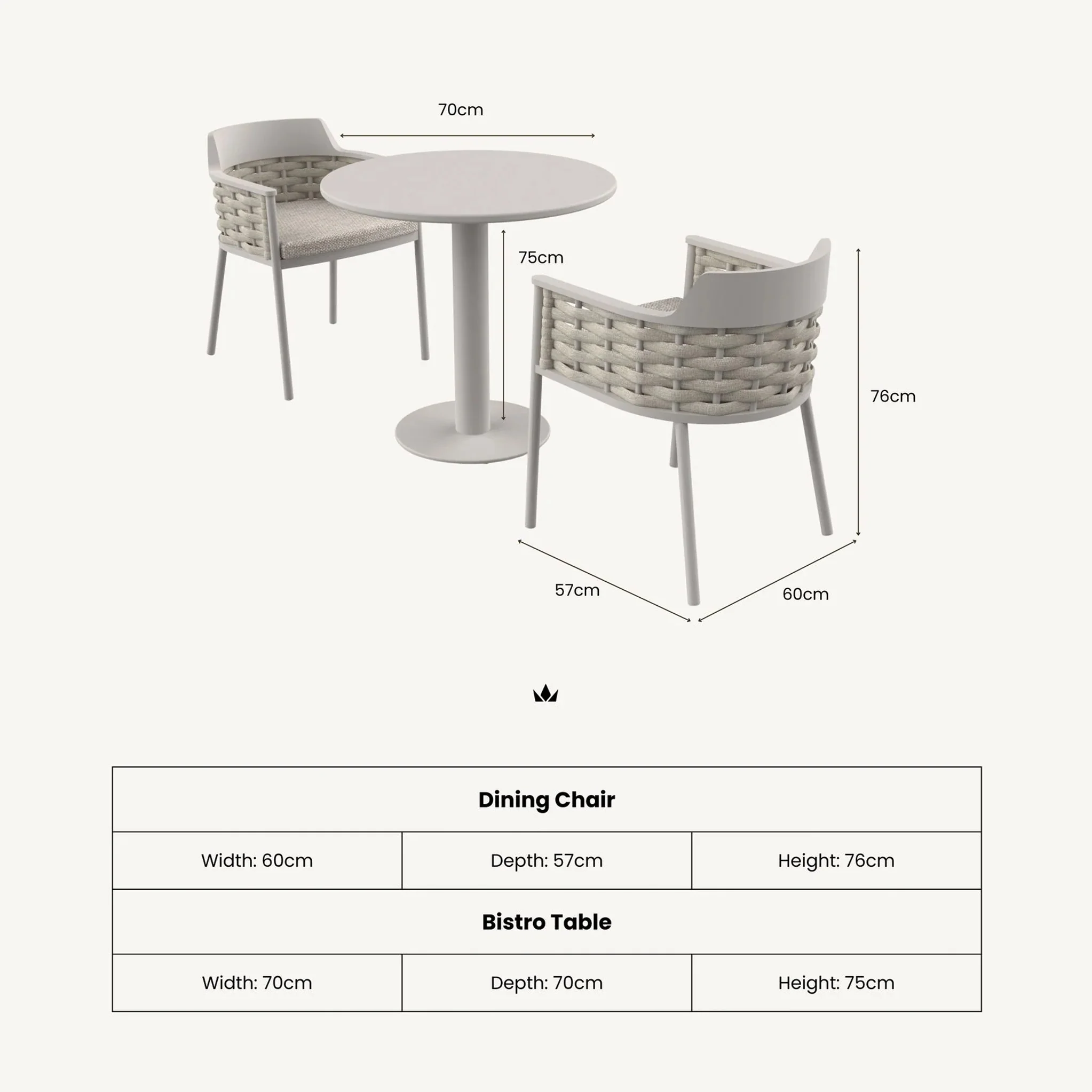 Olma 2 Seater Bistro Set - Image 8