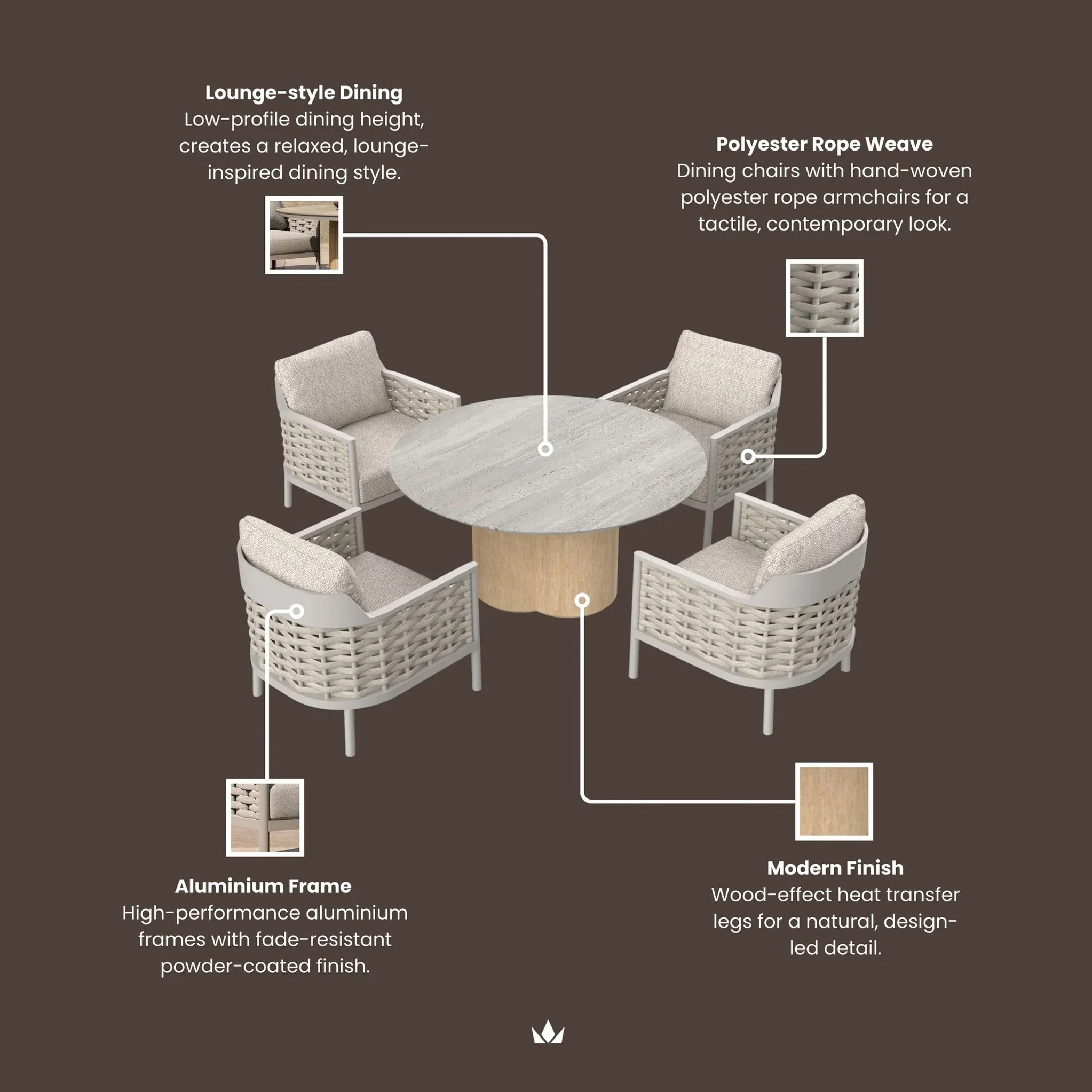 Olma 4 Seater Dining Table Set & Chairs - Image 7