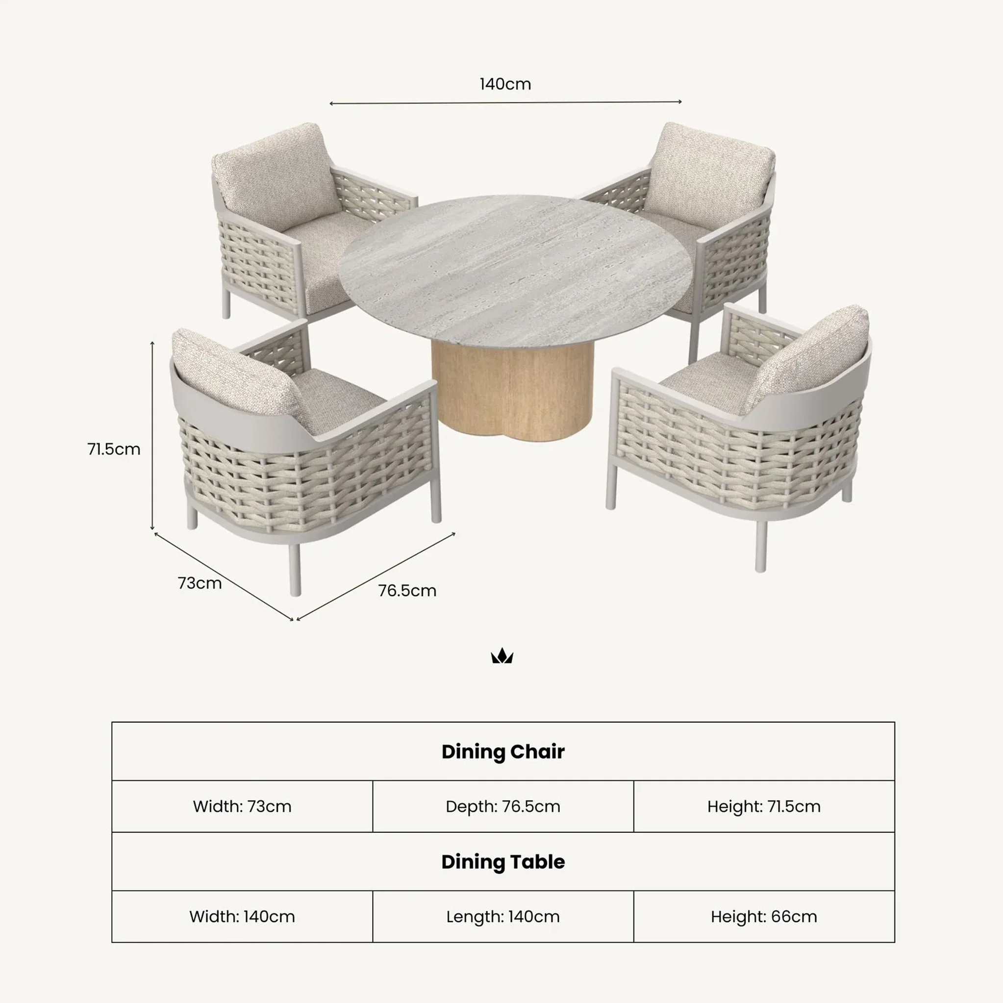 Olma 4 Seater Dining Table Set & Chairs - Image 8