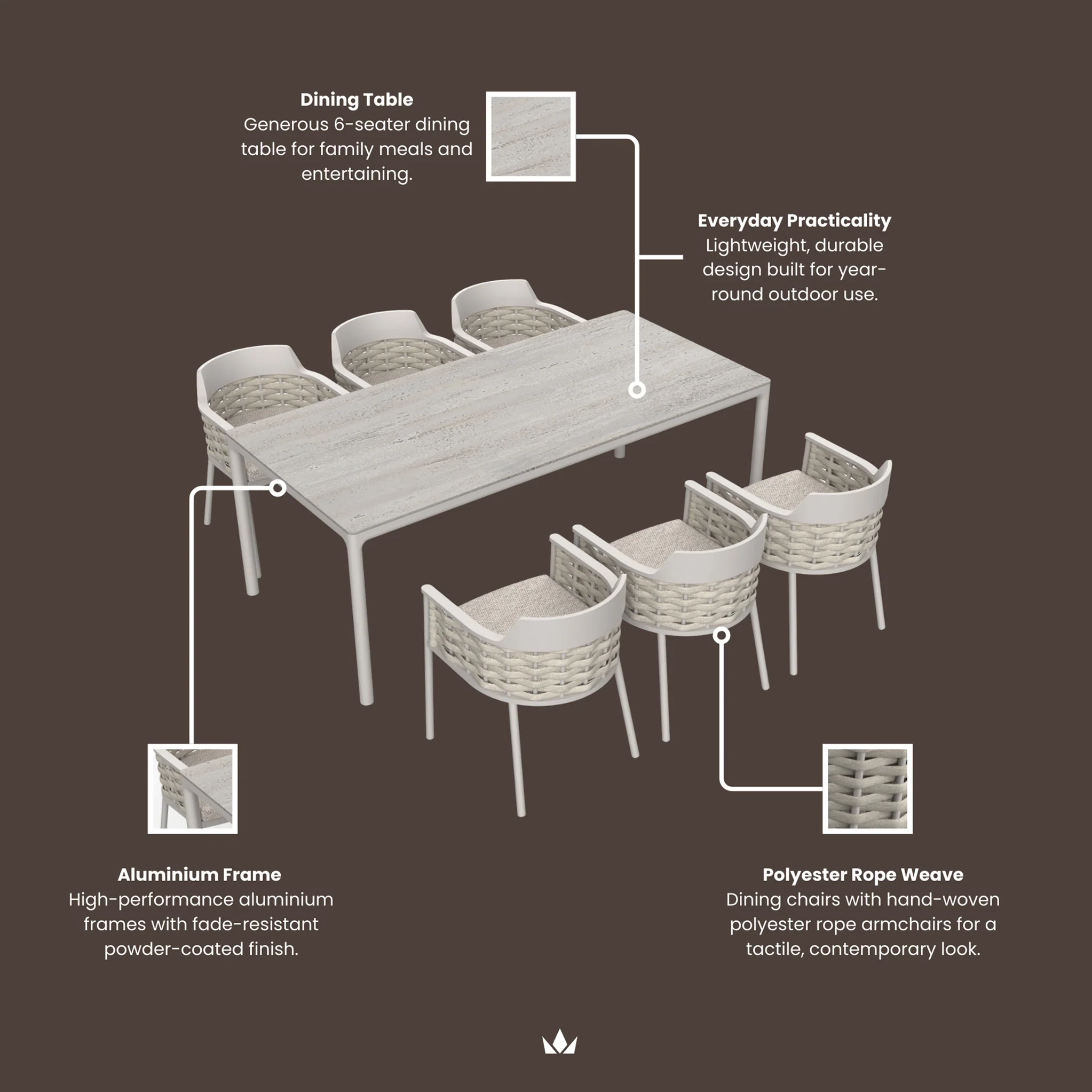 Olma 6 Seater Dining Table Set & Chairs - Image 7