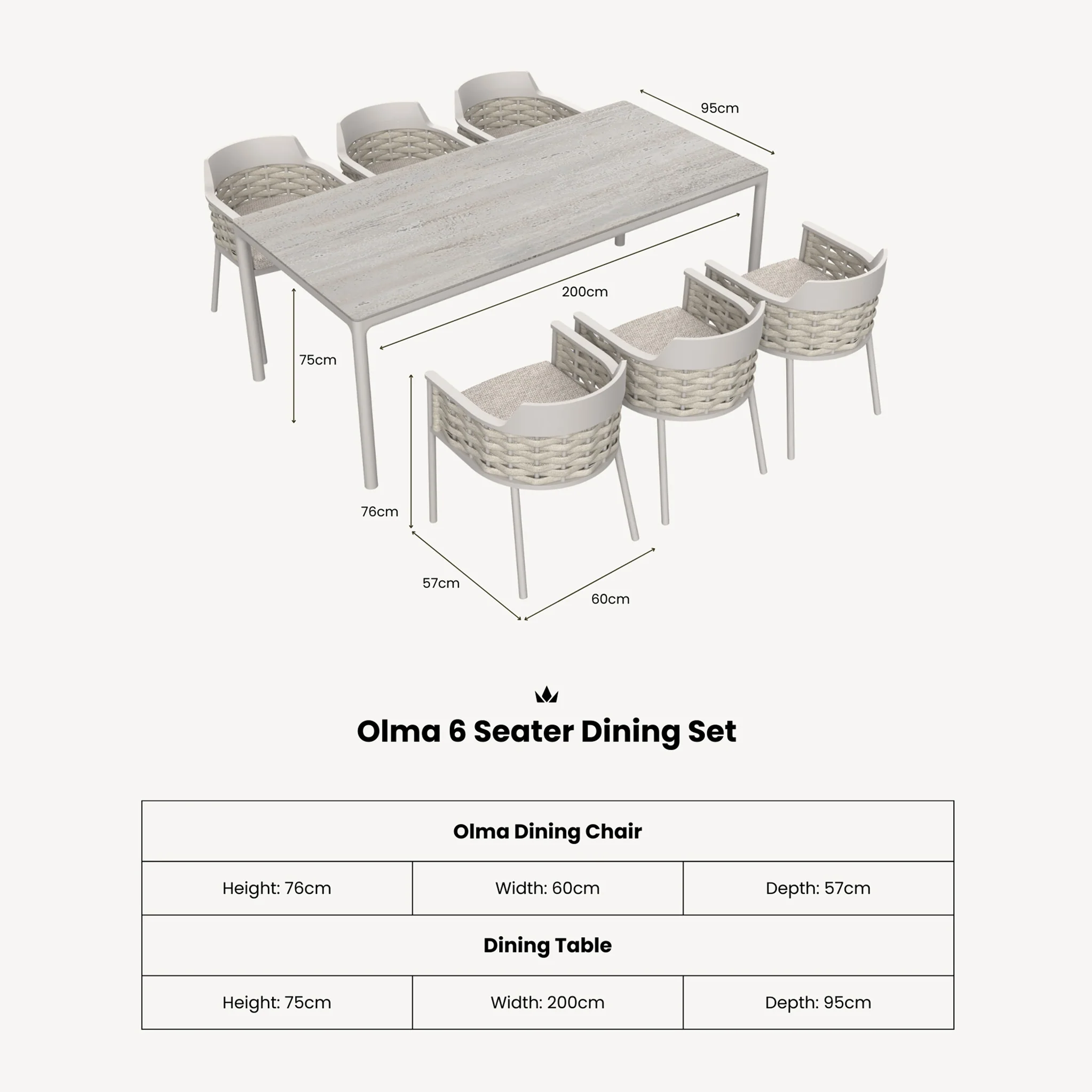 Olma 6 Seater Dining Table Set & Chairs - Image 8