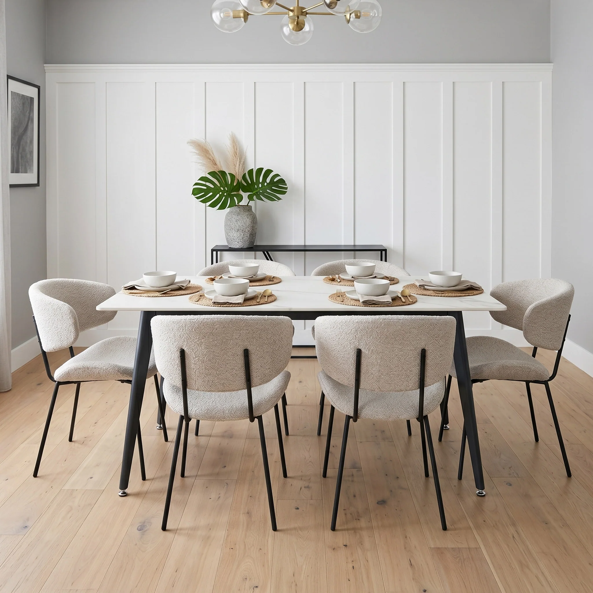 Owen White & Gold Sintered Stone Dining Table - Image 2
