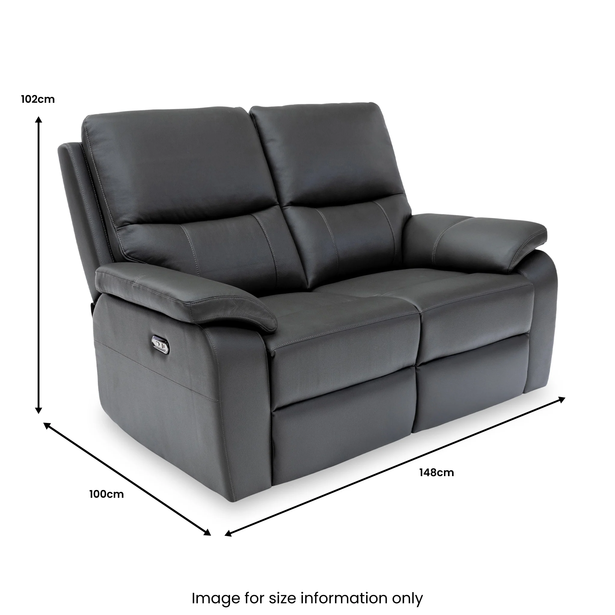 Oxley Leather 2 Seater Power Recliner - Image 10