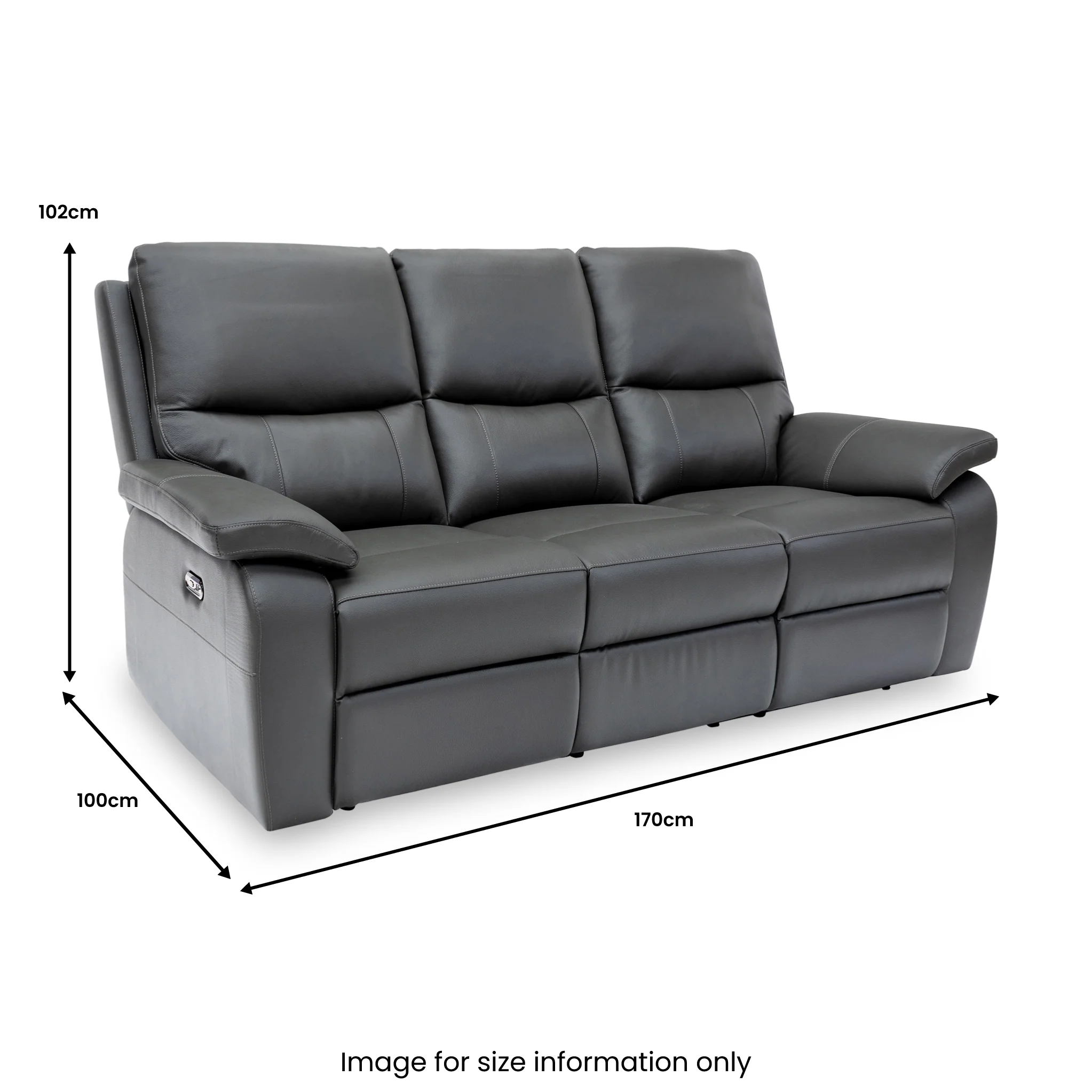 Oxley Leather 3 Seater Power Recliner - Image 10