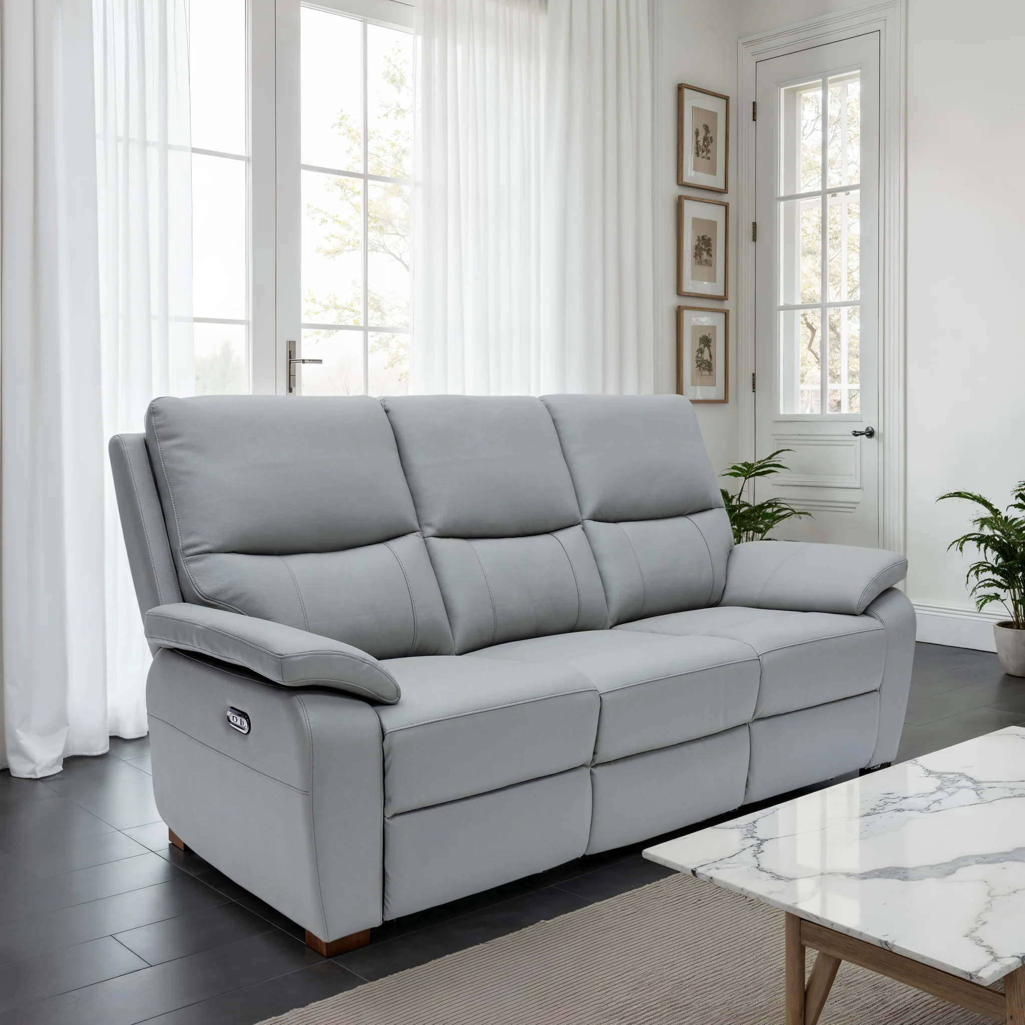 Oxley Leather 3 Seater Power Recliner - Image 5