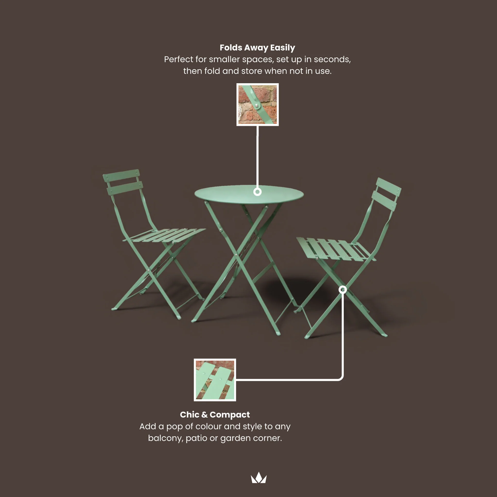 Padstow 2 Seater Bistro Set - Image 12