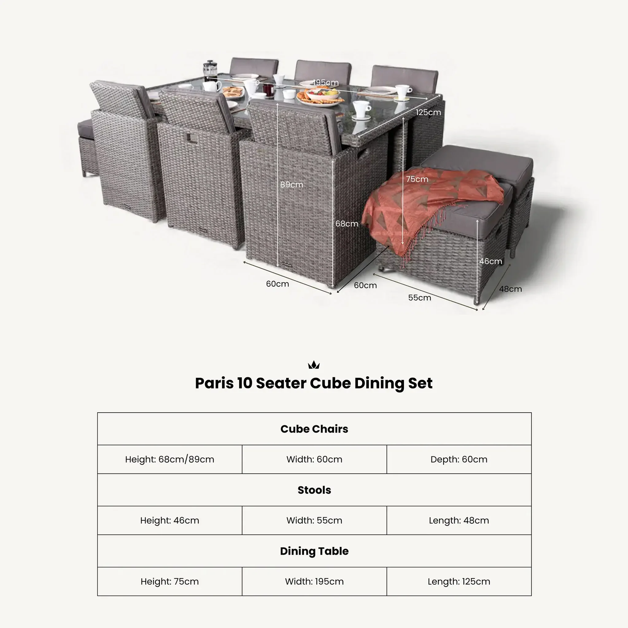 Paris 10 Seat Lux Rattan Cube Set - Image 17