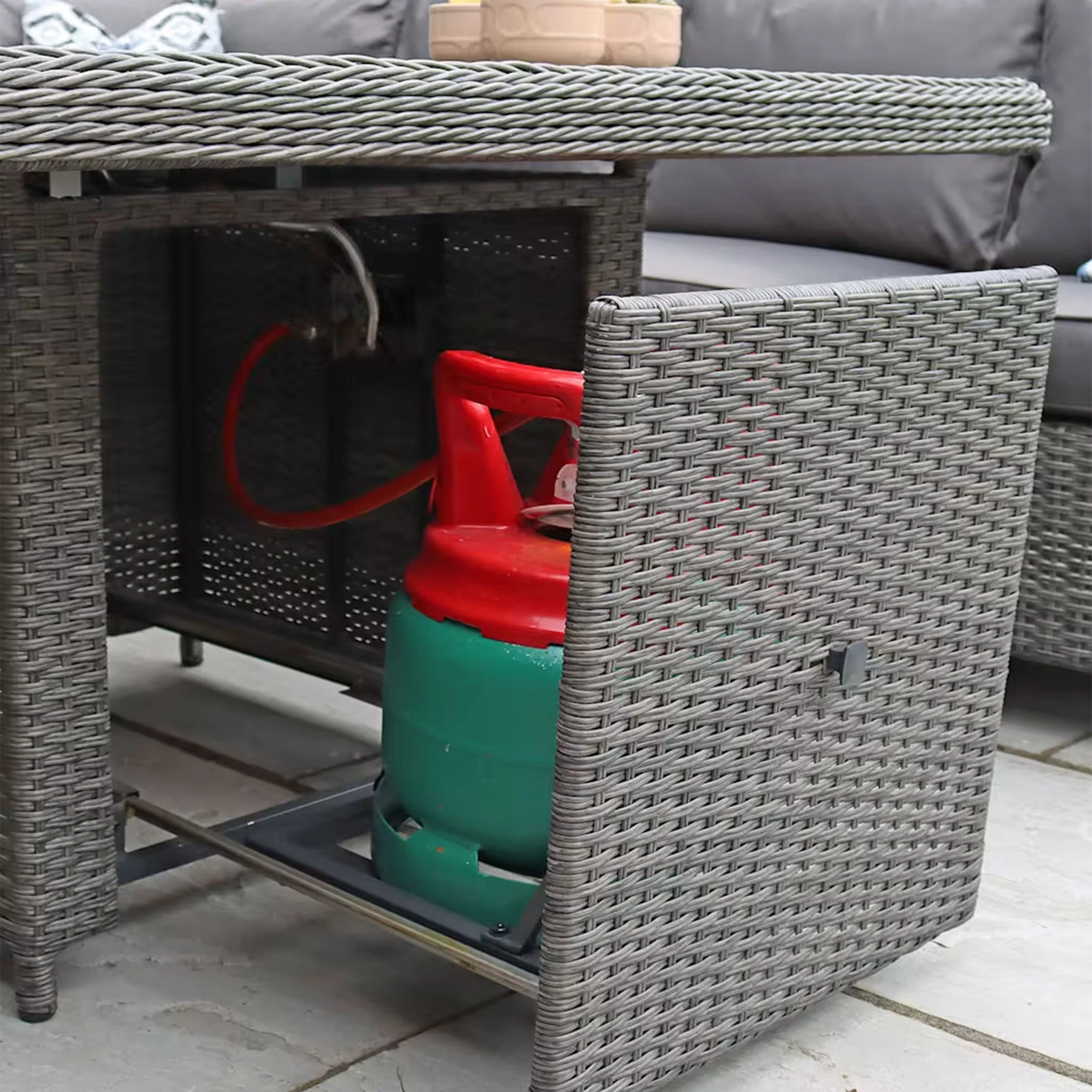 Paris 120cm Fire Pit Dine or Lounge Rattan Set with Bench - Image 8
