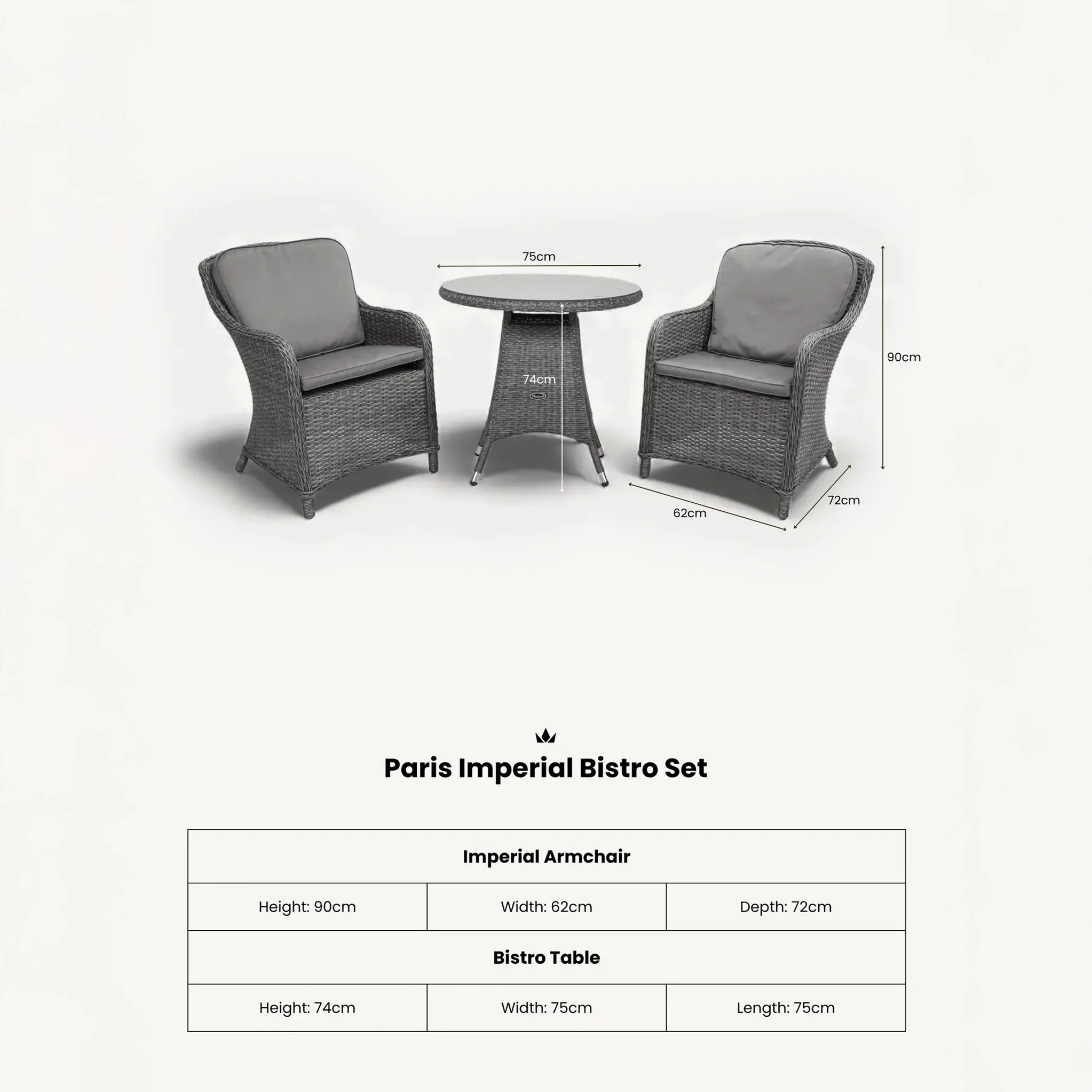 Paris 2 Seat Lux Rattan Bistro Set - Image 8