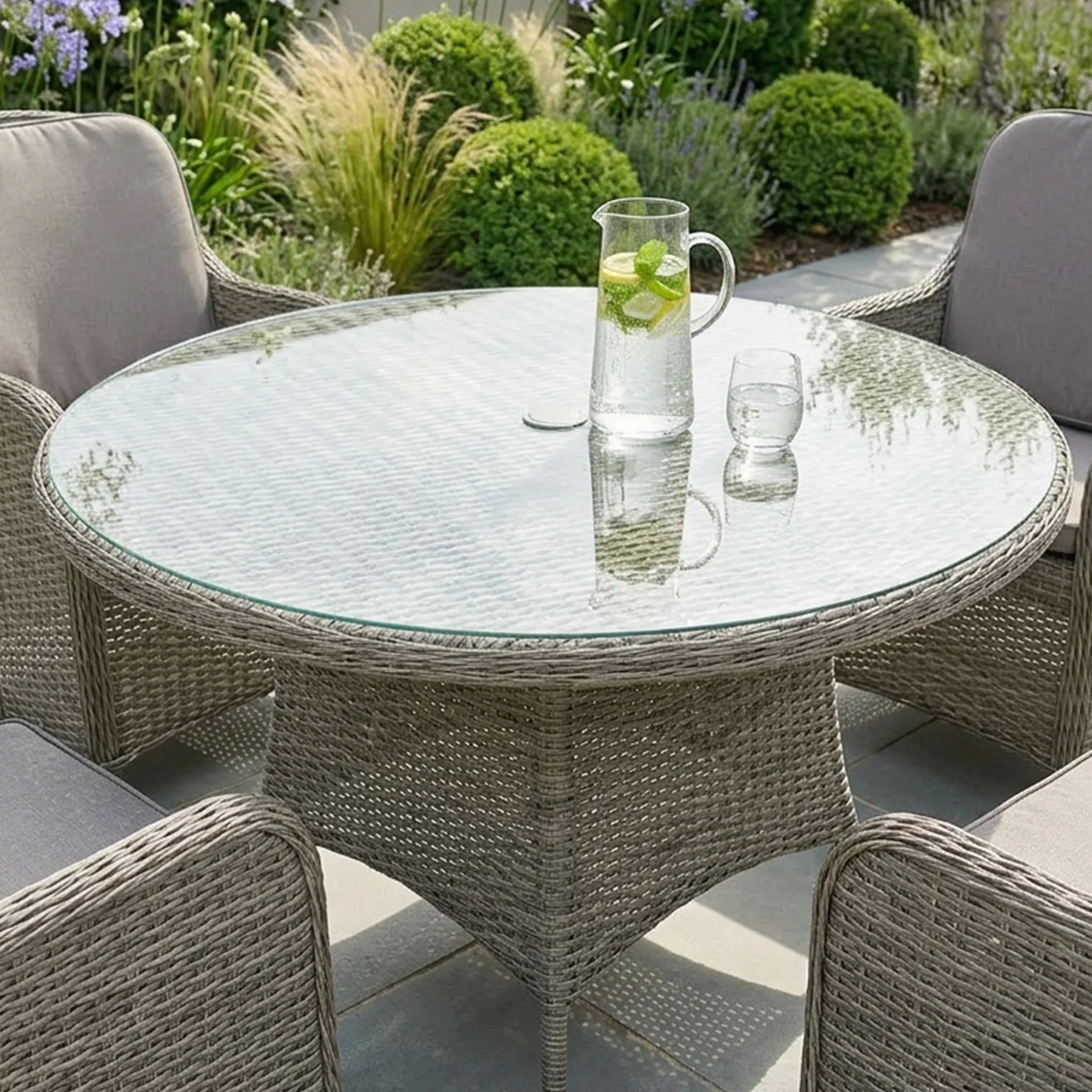 Paris 4 Seat 110cm Lux Rattan Dining Set - Image 3
