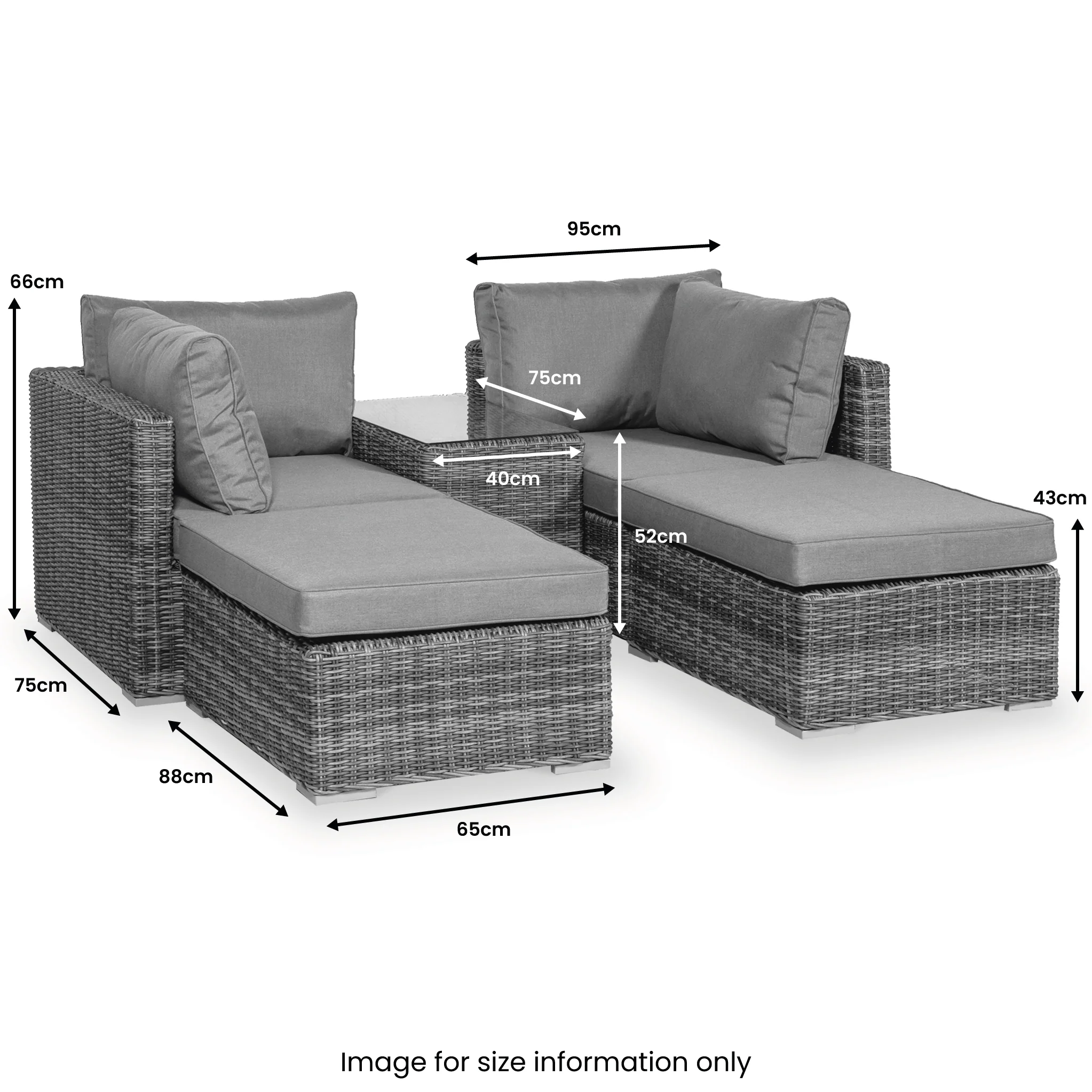 Paris 2-4 Seater Rattan Multi Setting Relaxer Set - Image 15