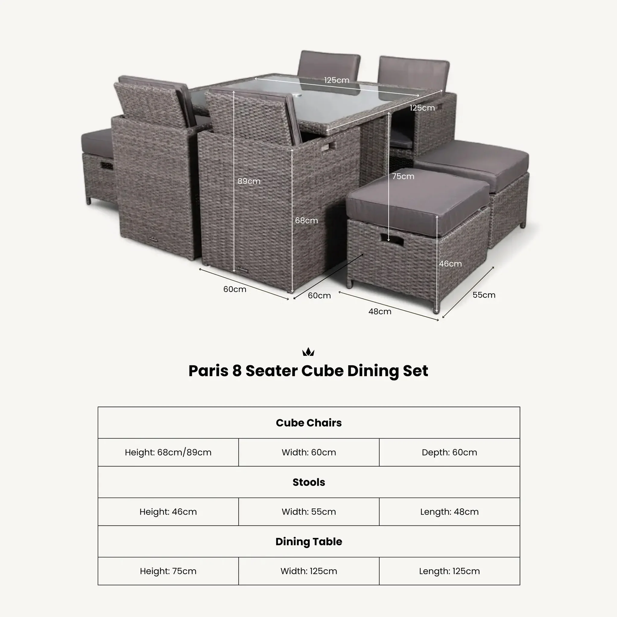Paris 8 Seat Lux Rattan Cube Set - Image 11