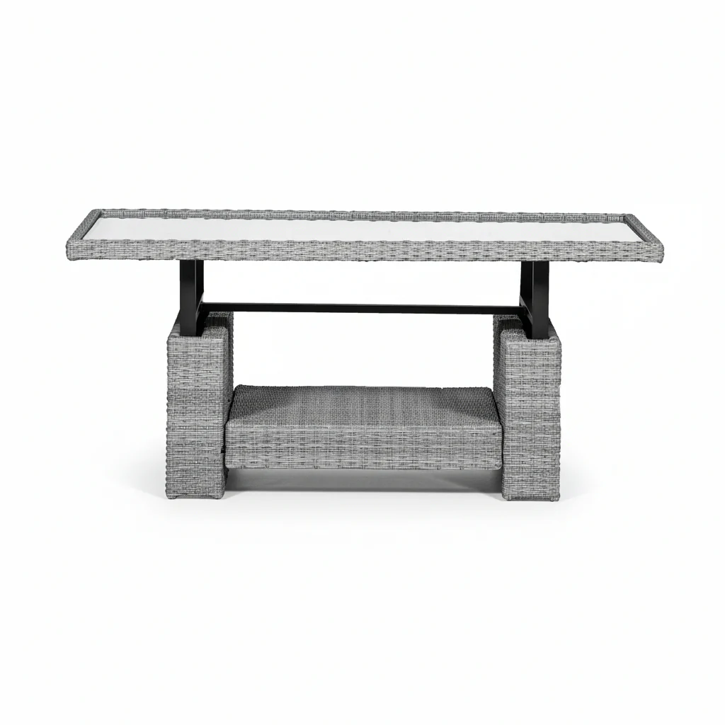 Paris Rattan Lounge Dining Set with Rise and Fall Table - Image 15