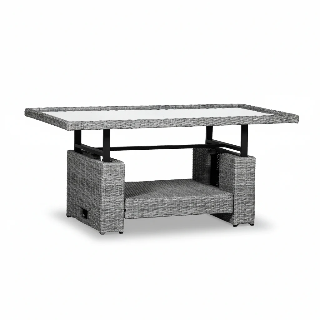 Paris Rattan Lounge Dining Set with Rise and Fall Table - Image 17