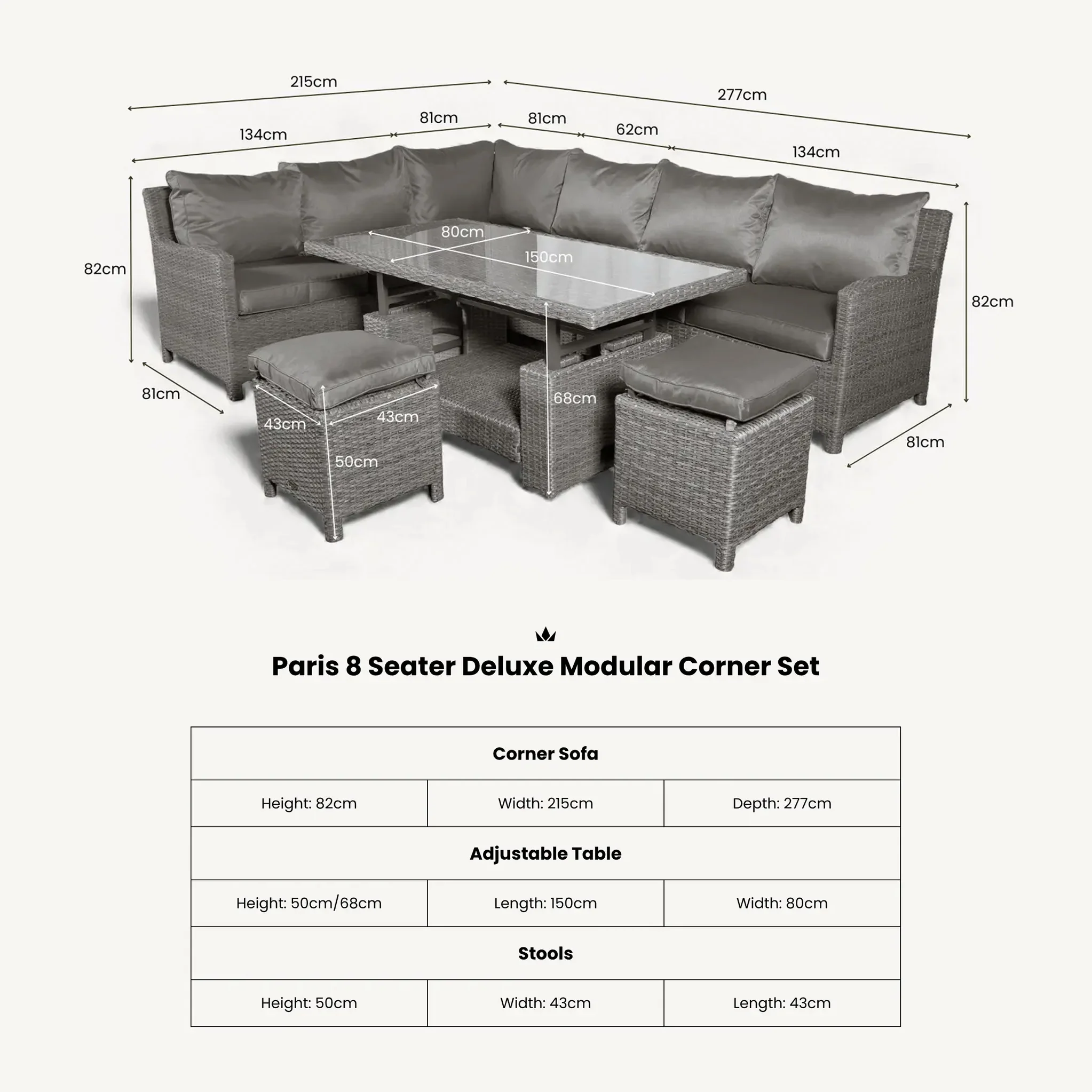 Paris Rattan Lounge Dining Set with Rise and Fall Table - Image 21