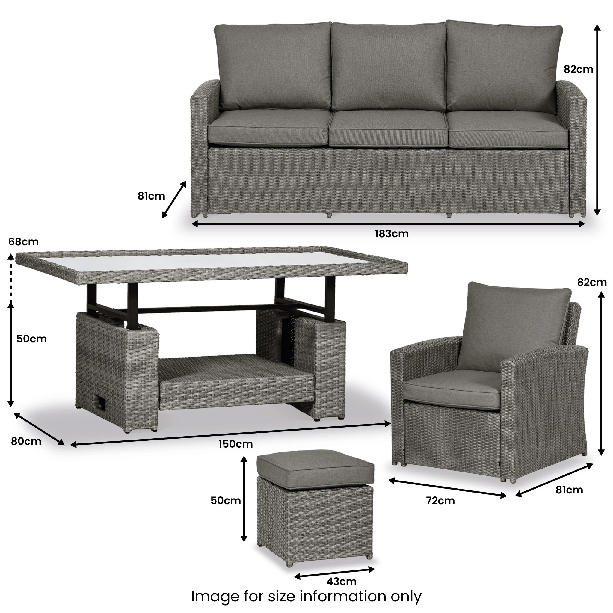 Paris Rattan Seven Seater Deluxe Sofa Dining Set - Image 18