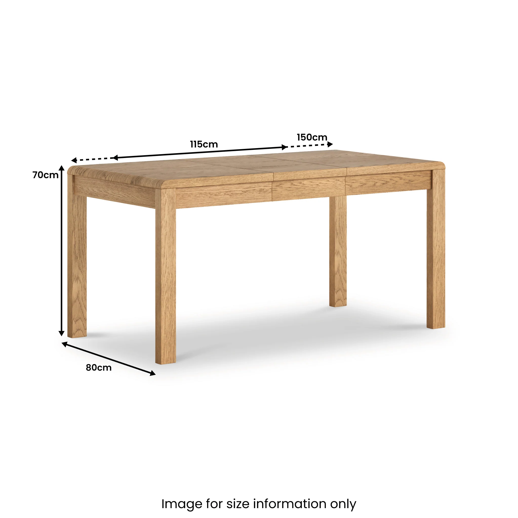 Penryn Oak 115-150cm Extending Dining Table - Image 5