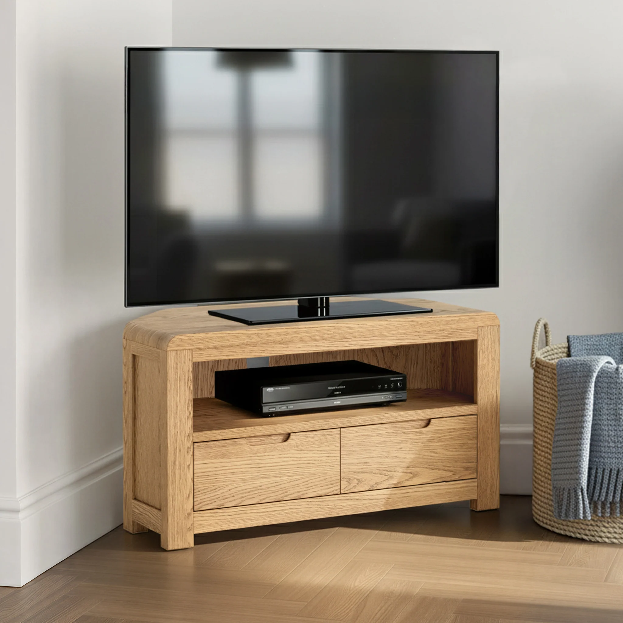 Penryn Oak Corner TV Unit - Image 2