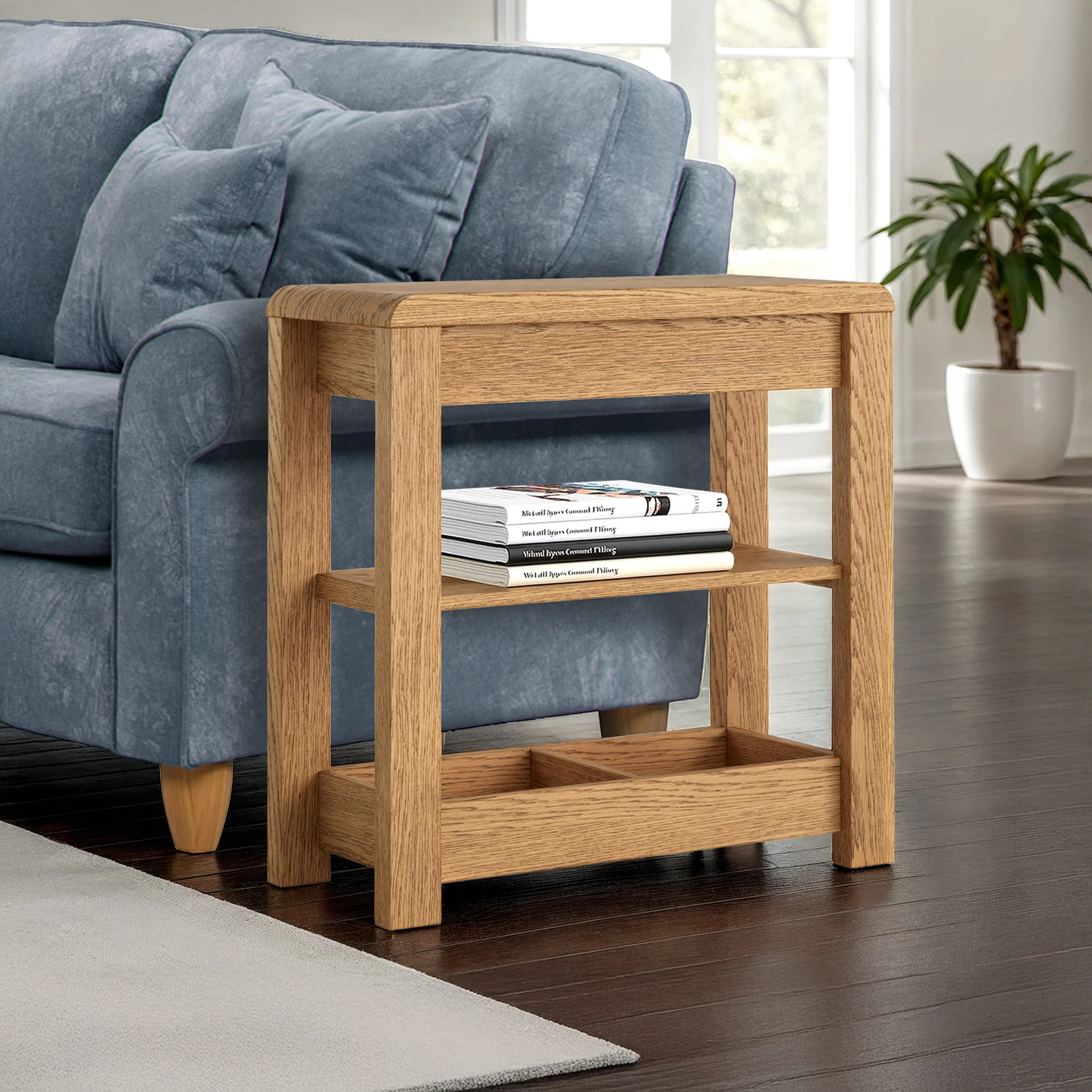 Penryn Oak Slim Sofa Side Table - Image 2