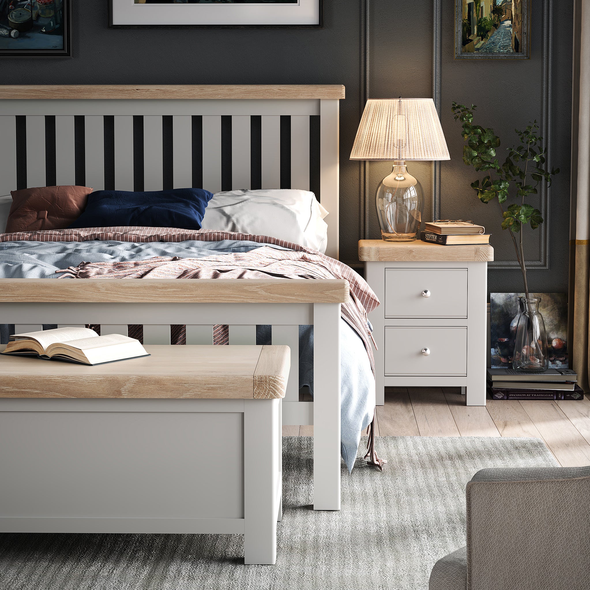 Penzance 2 Drawer Bedside Table - Image 2