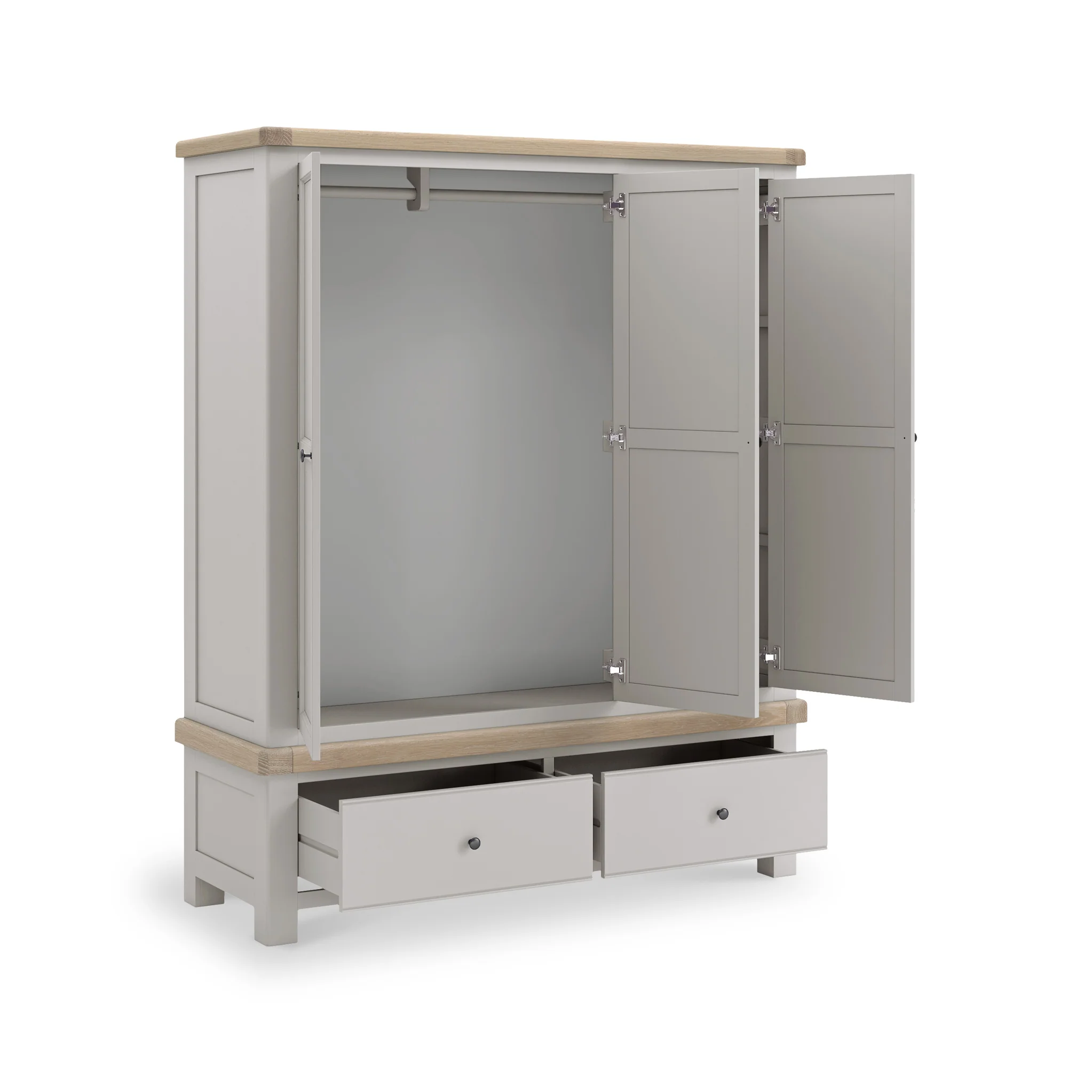 Penzance 2 Drawer Triple Wardrobe - Image 3