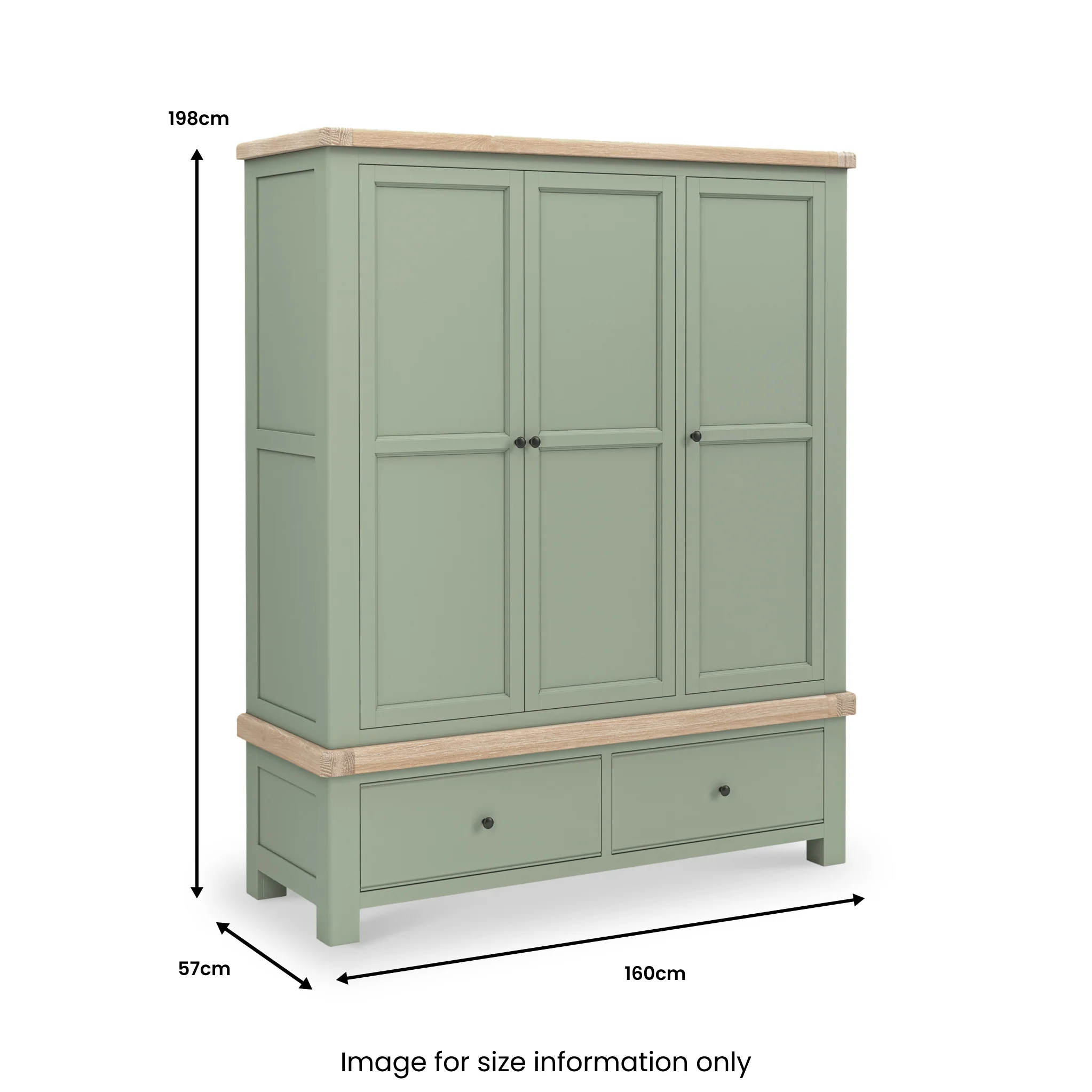 Penzance 2 Drawer Triple Wardrobe - Image 6