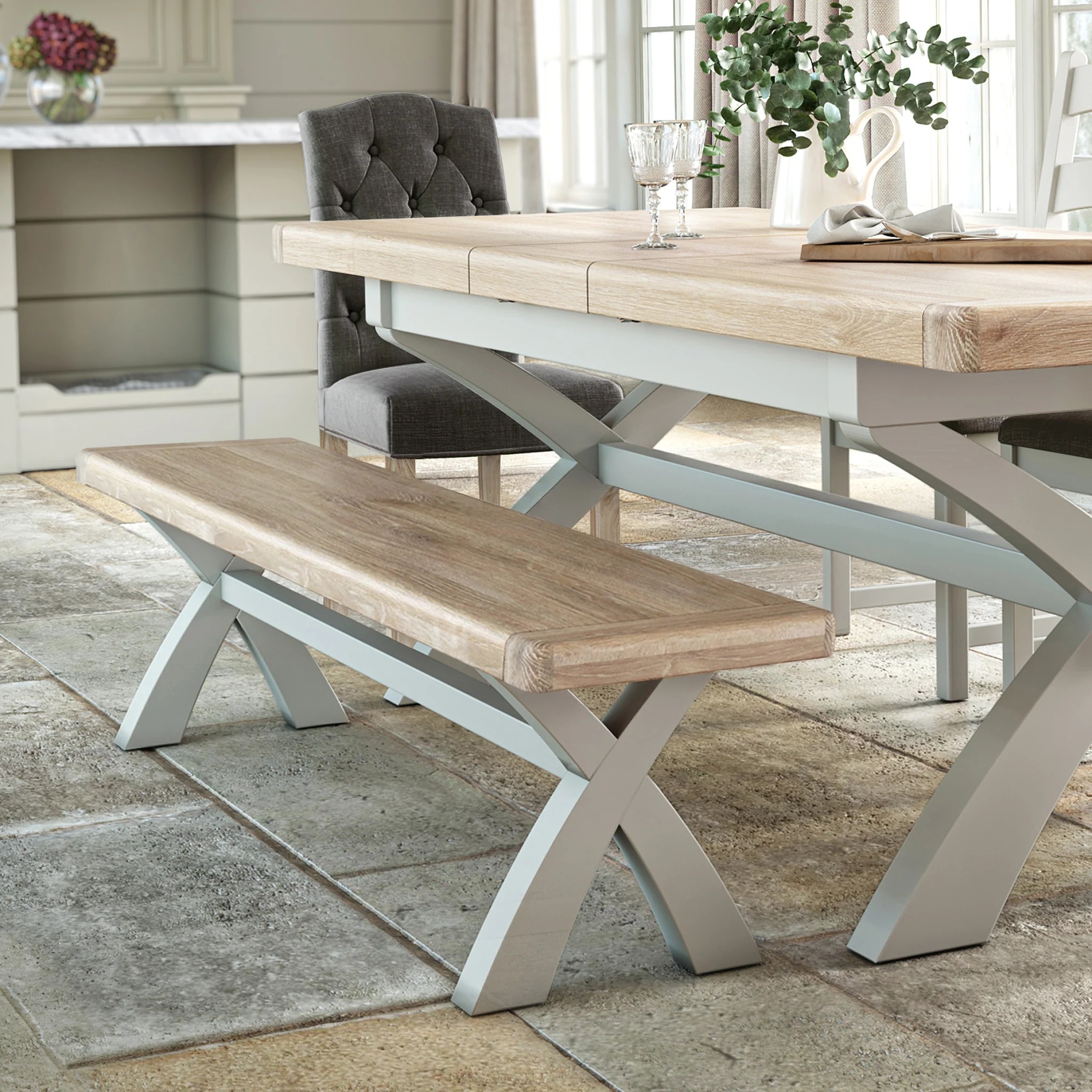 Penzance 200cm Cross Leg Bench - Image 2