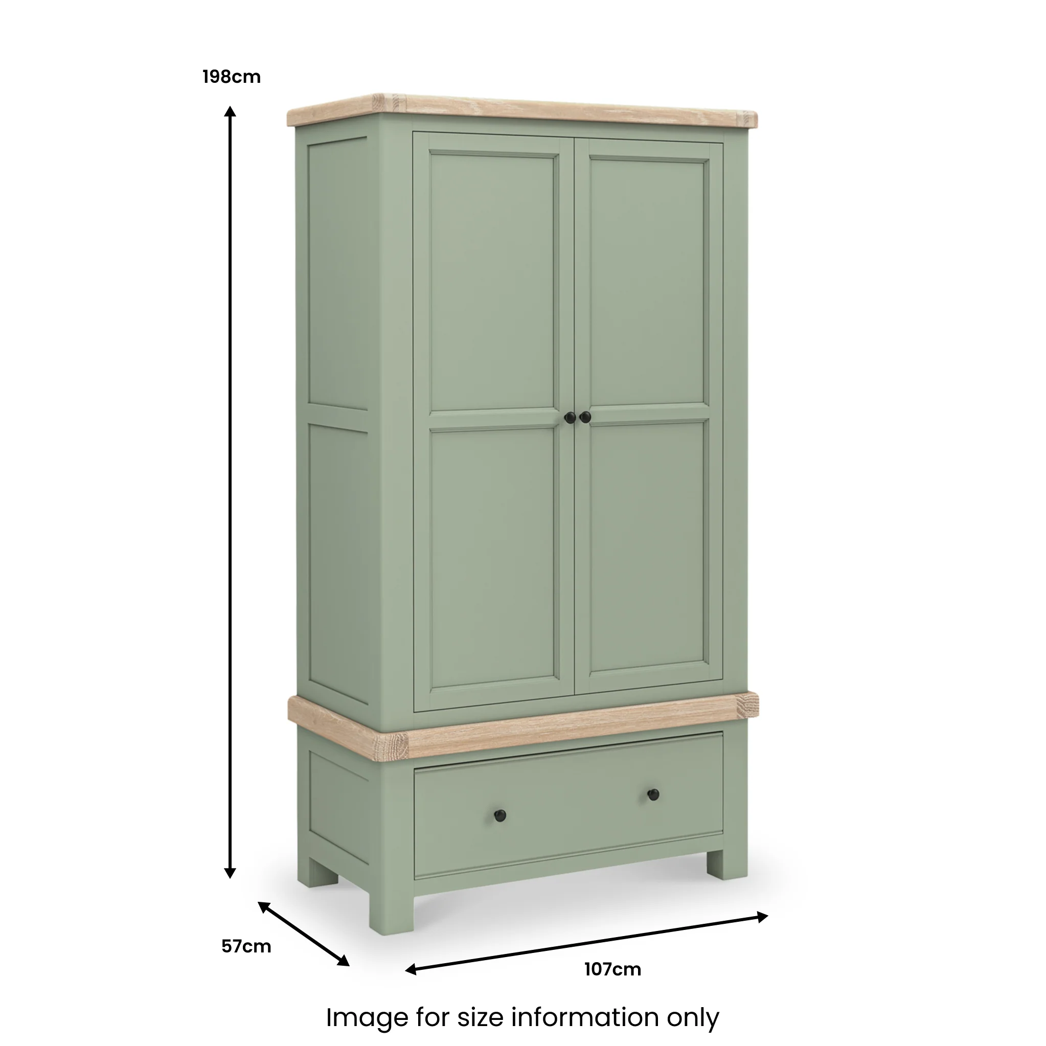 Penzance Double Wardrobe with Drawer - Image 5