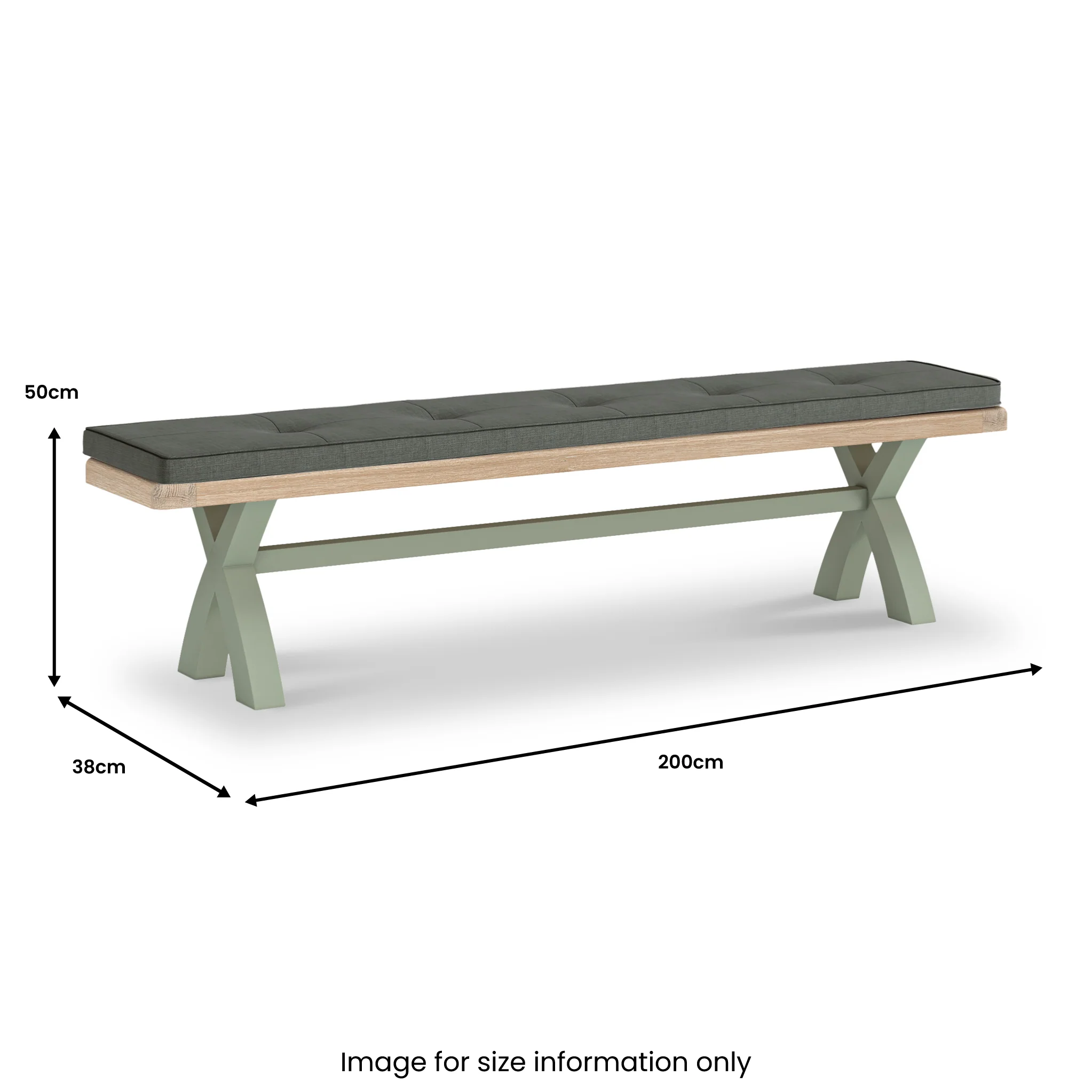 Penzance Sage Cross Leg Bench - Image 8