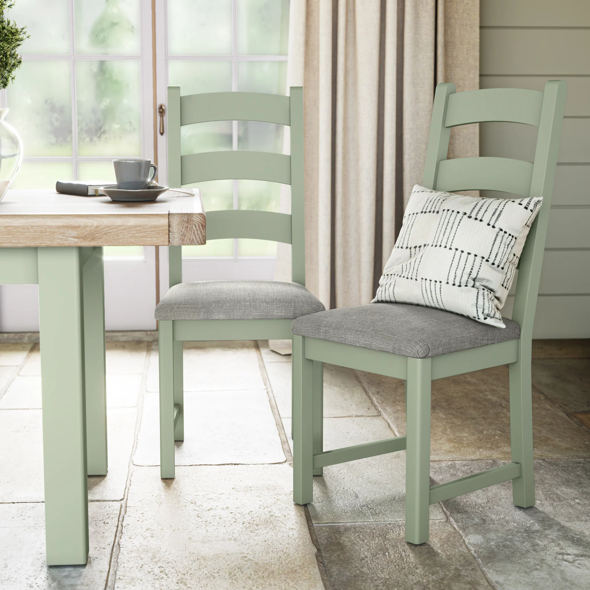 Penzance Sage Ladder Back Dining Chair - Image 2
