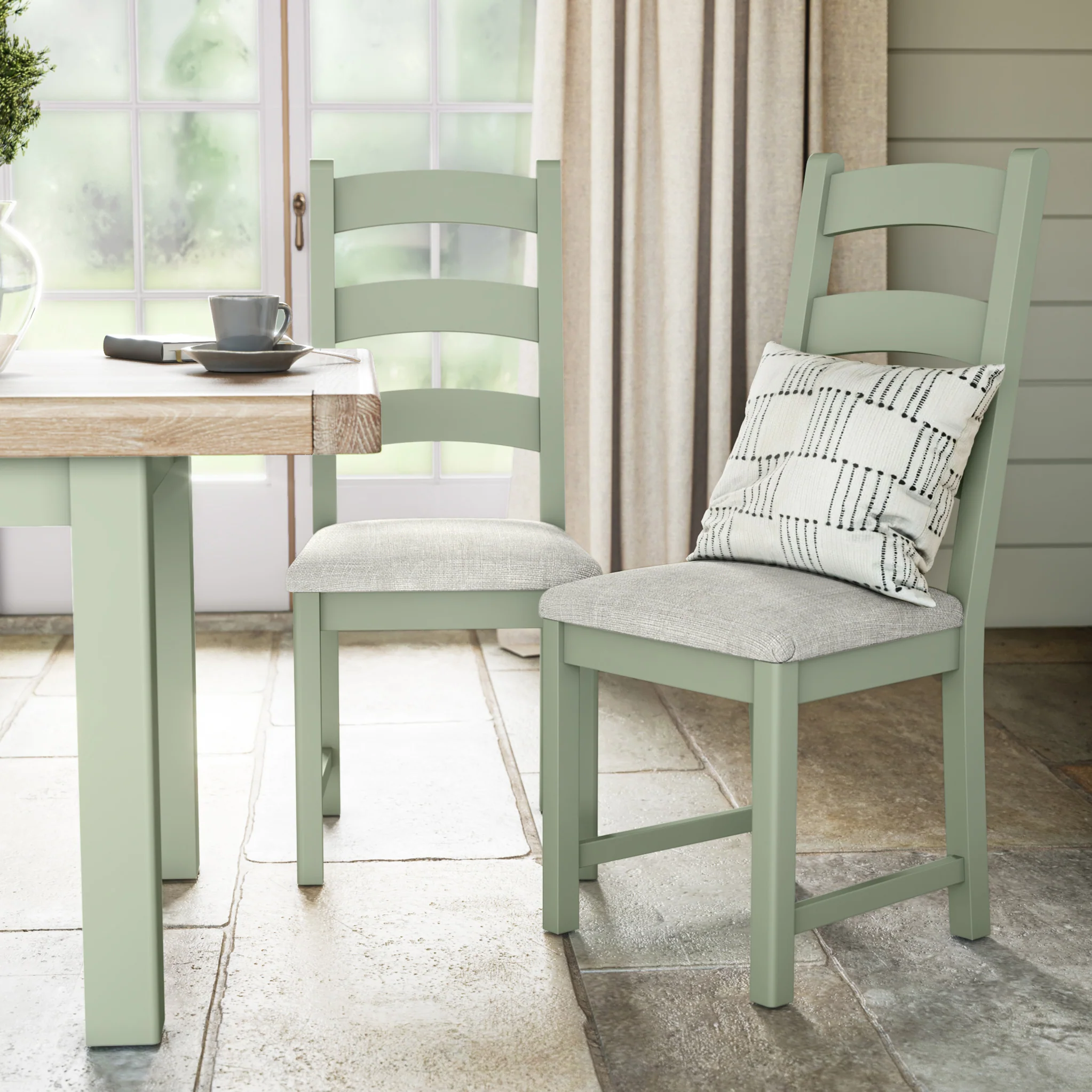 Penzance Sage Ladder Back Dining Chair - Image 4