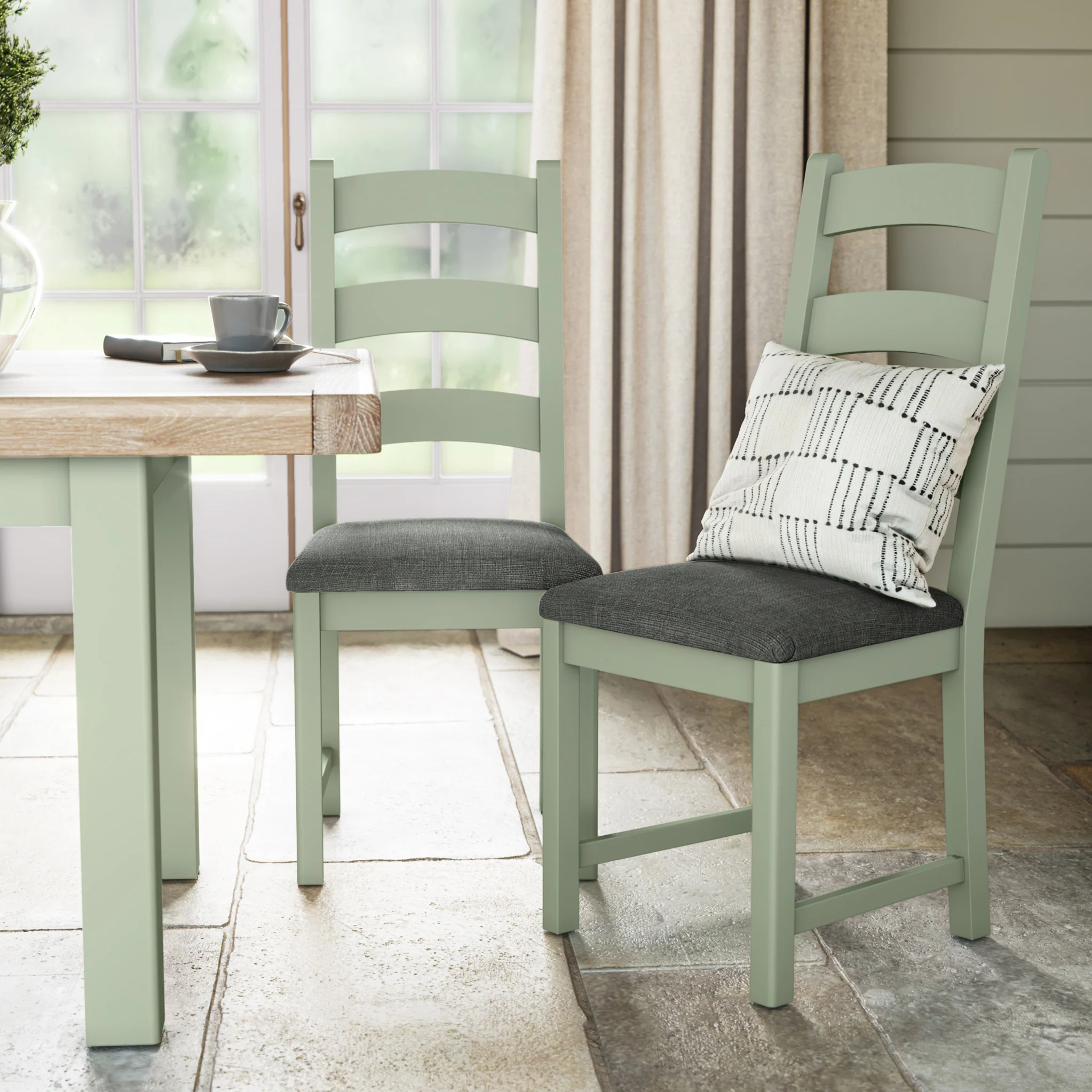 Penzance Sage Ladder Back Dining Chair - Image 6