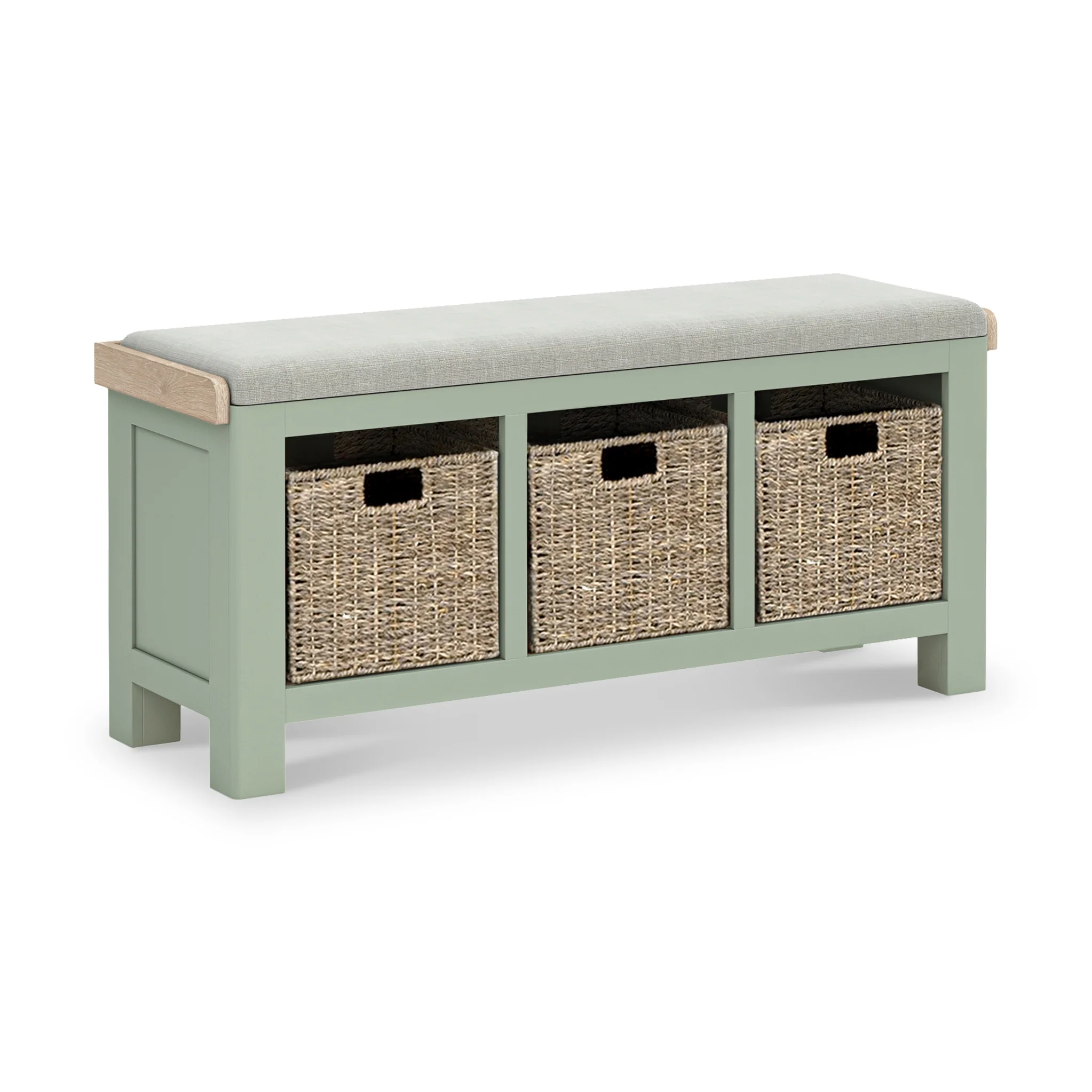 Penzance Sage Storage Bench with Baskets - Image 3
