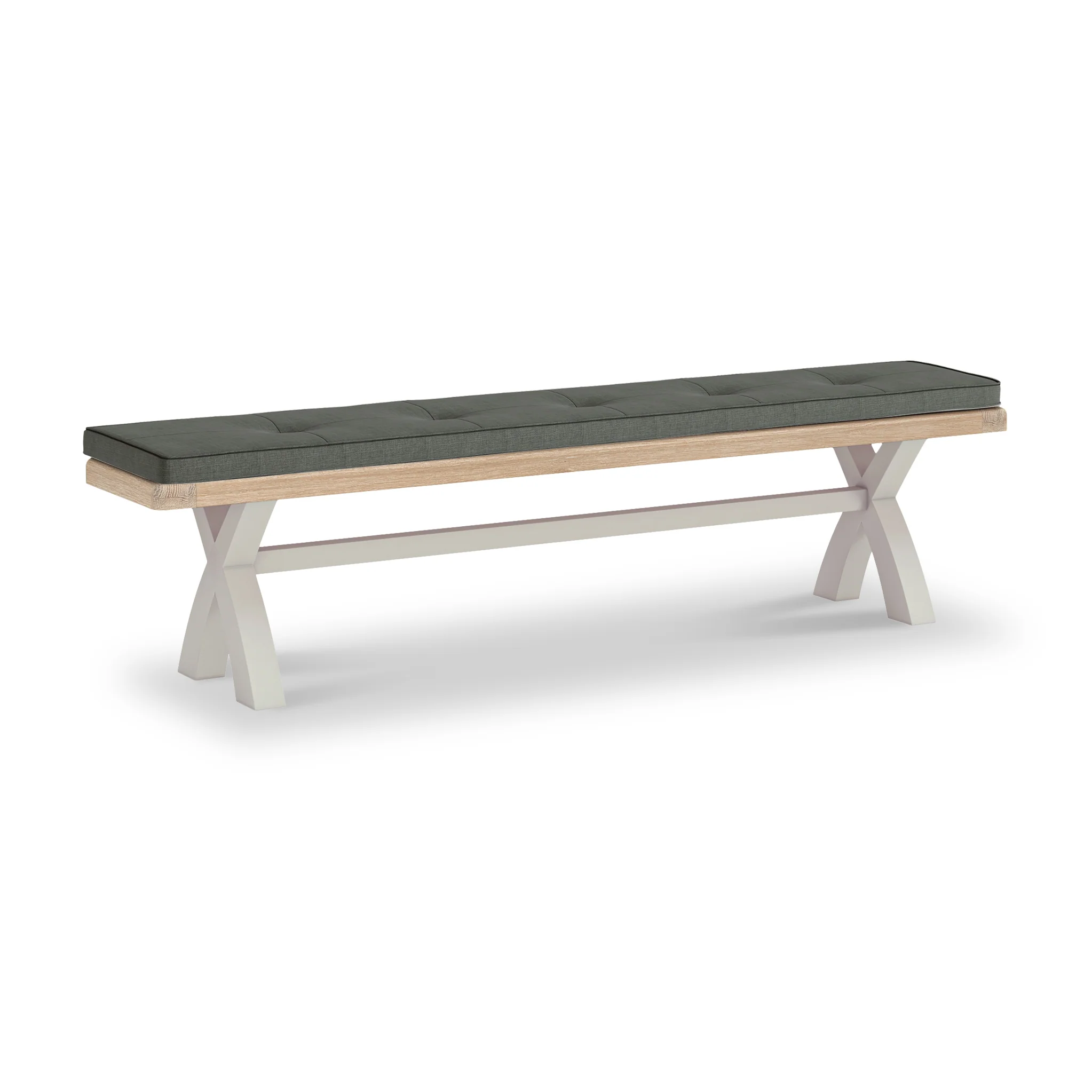 Penzance Stone Grey Cross Leg Bench - Image 6