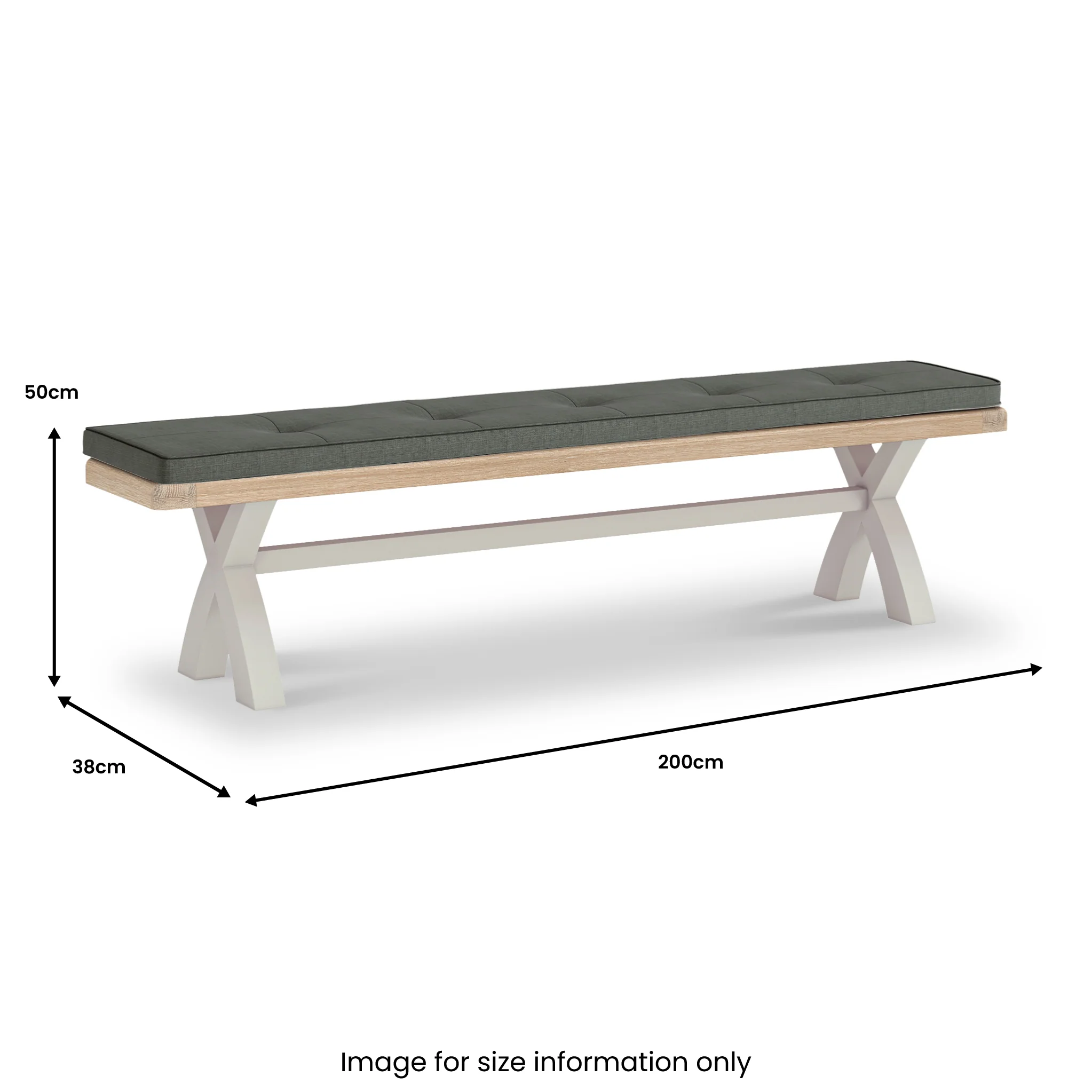 Penzance Stone Grey Cross Leg Bench - Image 8