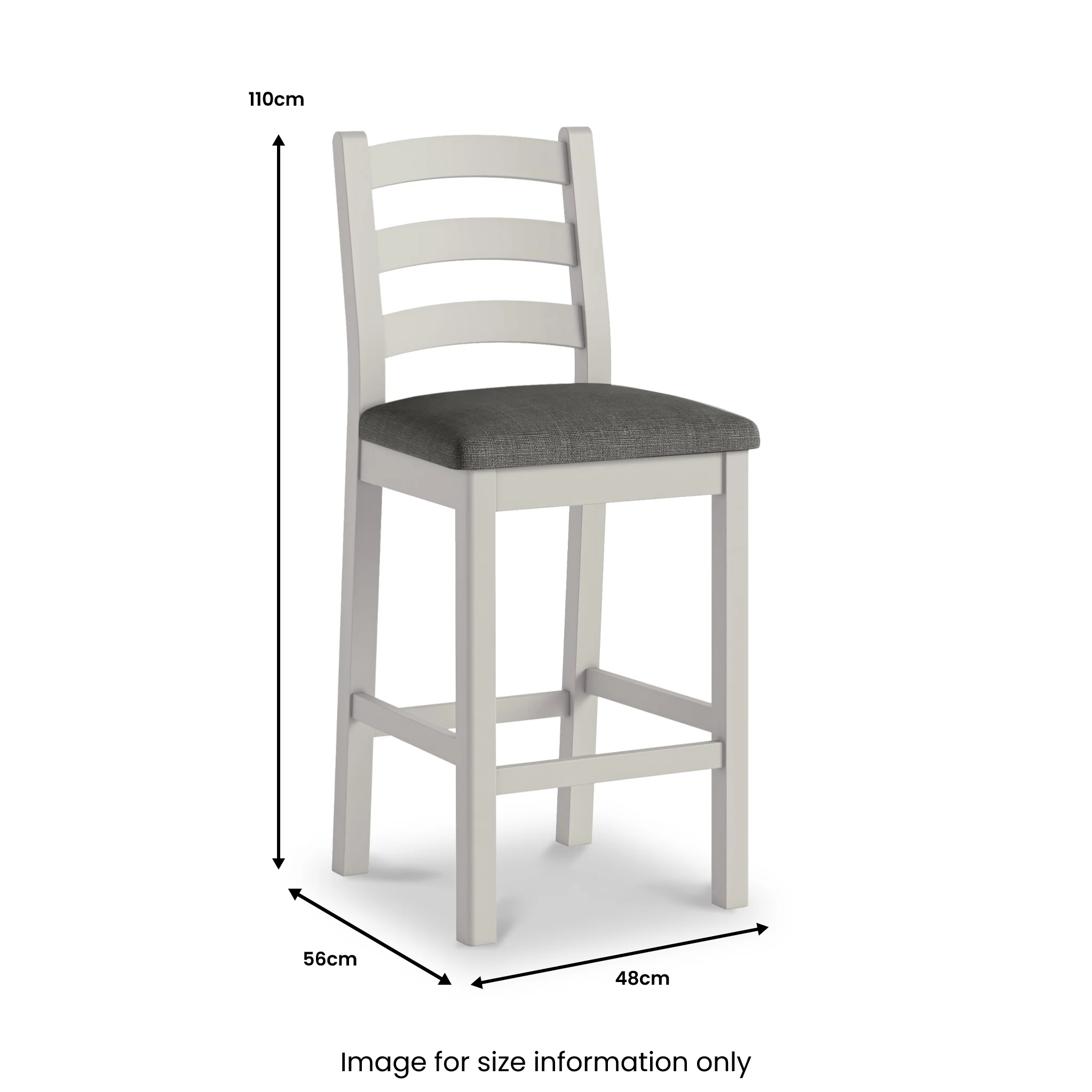 Penzance Stone Grey Ladder Back Bar Chair - Image 8