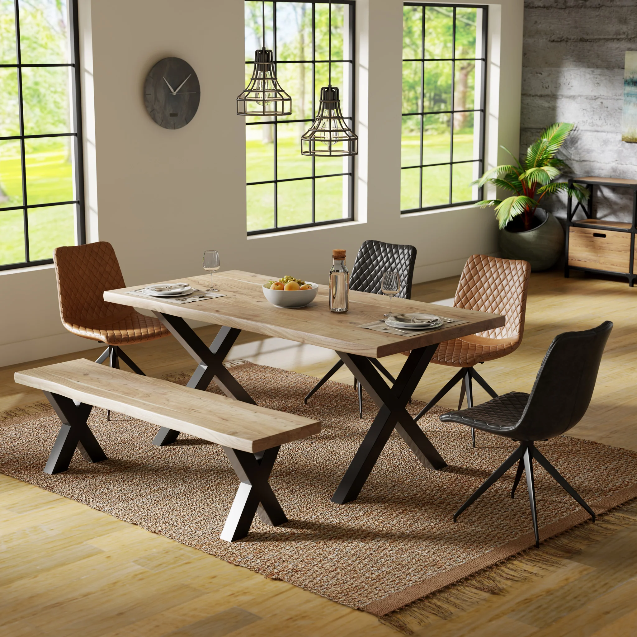 Petra Acacia 160cm Dining Bench with X Leg - Image 2