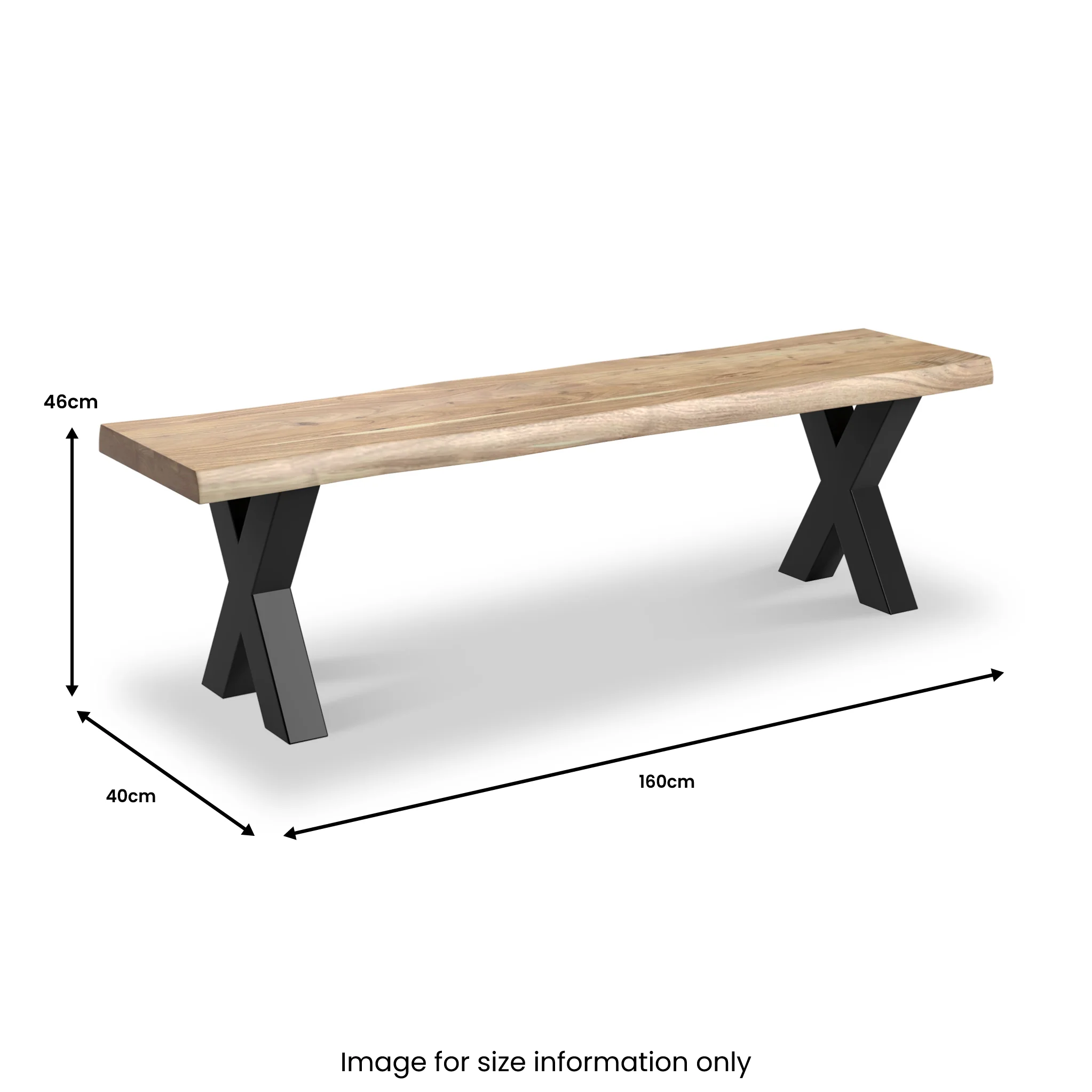 Petra Acacia 160cm Dining Bench with X Leg - Image 5