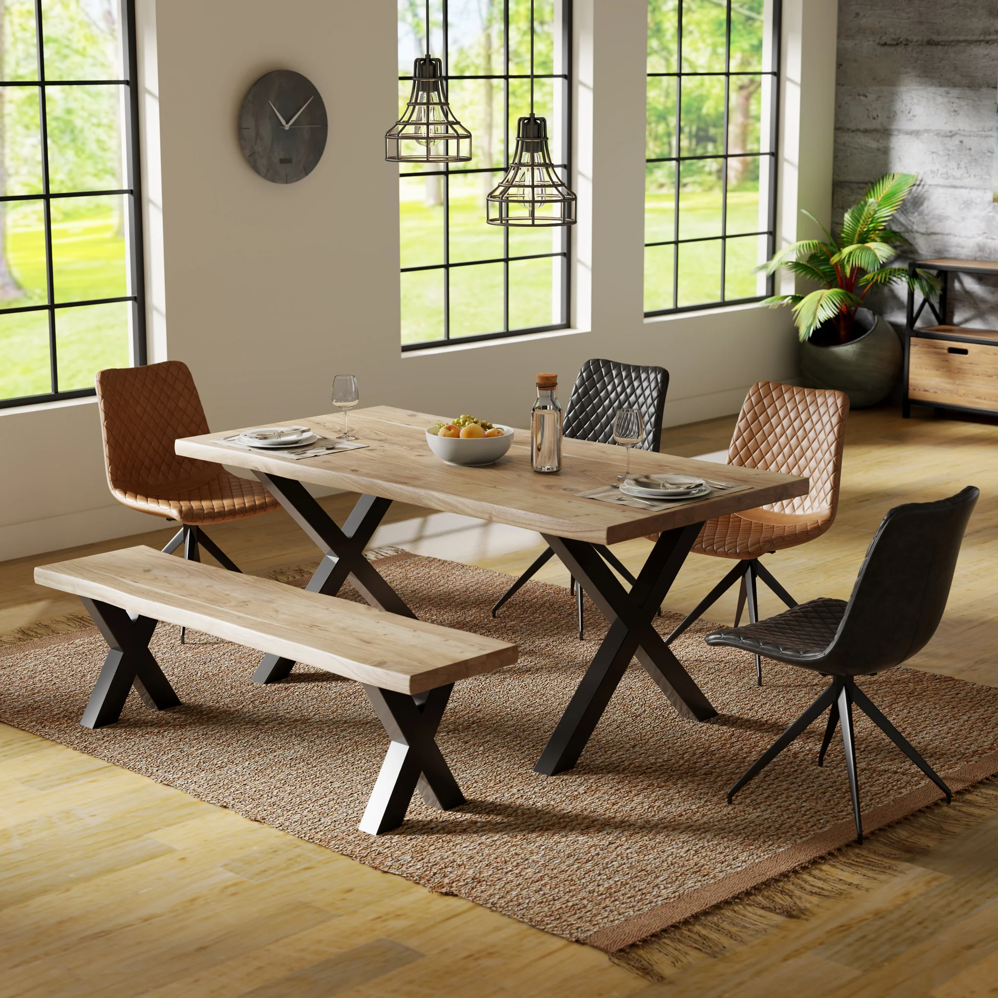 Petra Acacia 180cm Dining Table with X Leg - Image 2