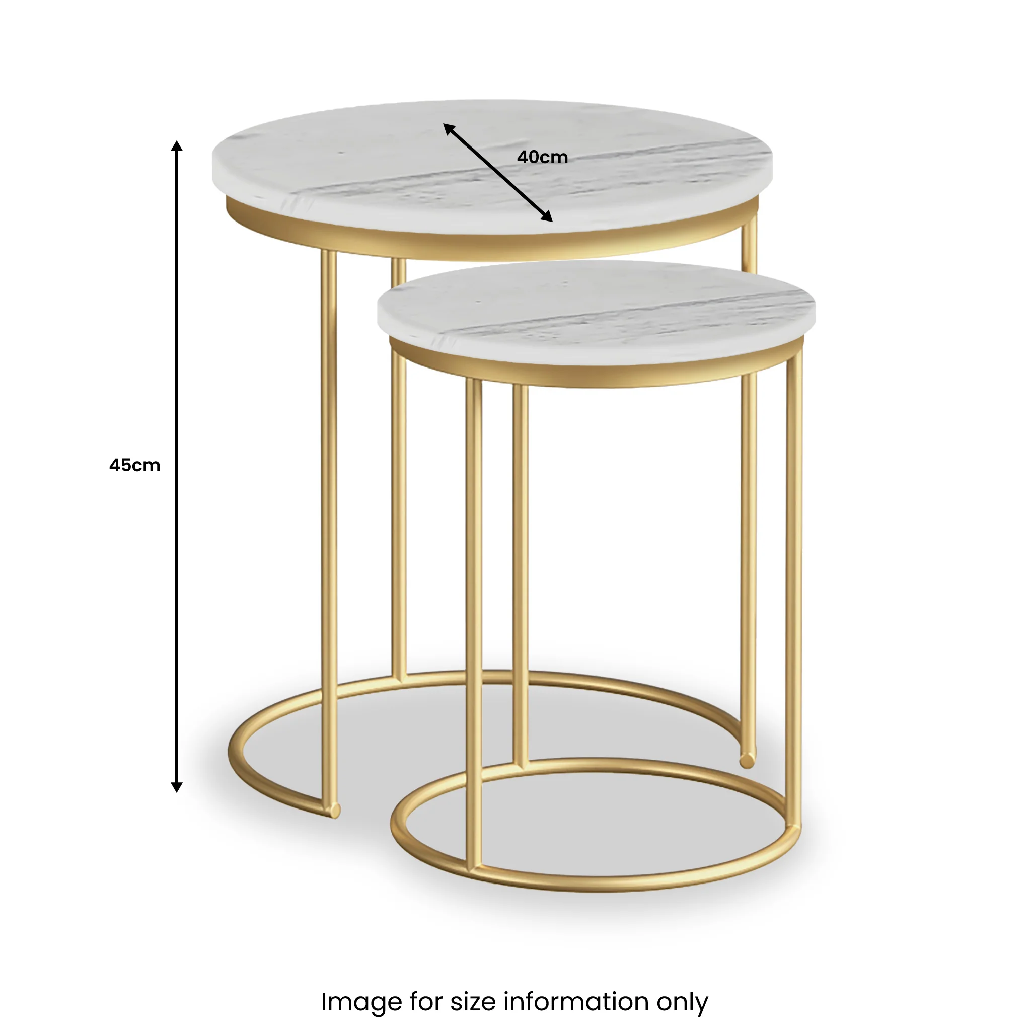 Pimlico Marble Nest of 2 Tables with Gold Frame - Image 4