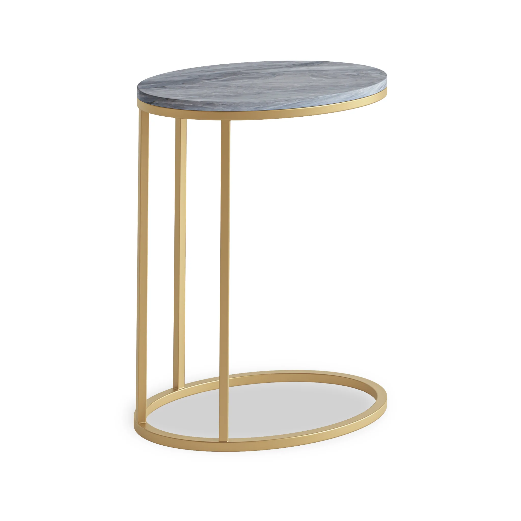 Pimlico Marble Oval C Side Table with Gold Frame - Image 4