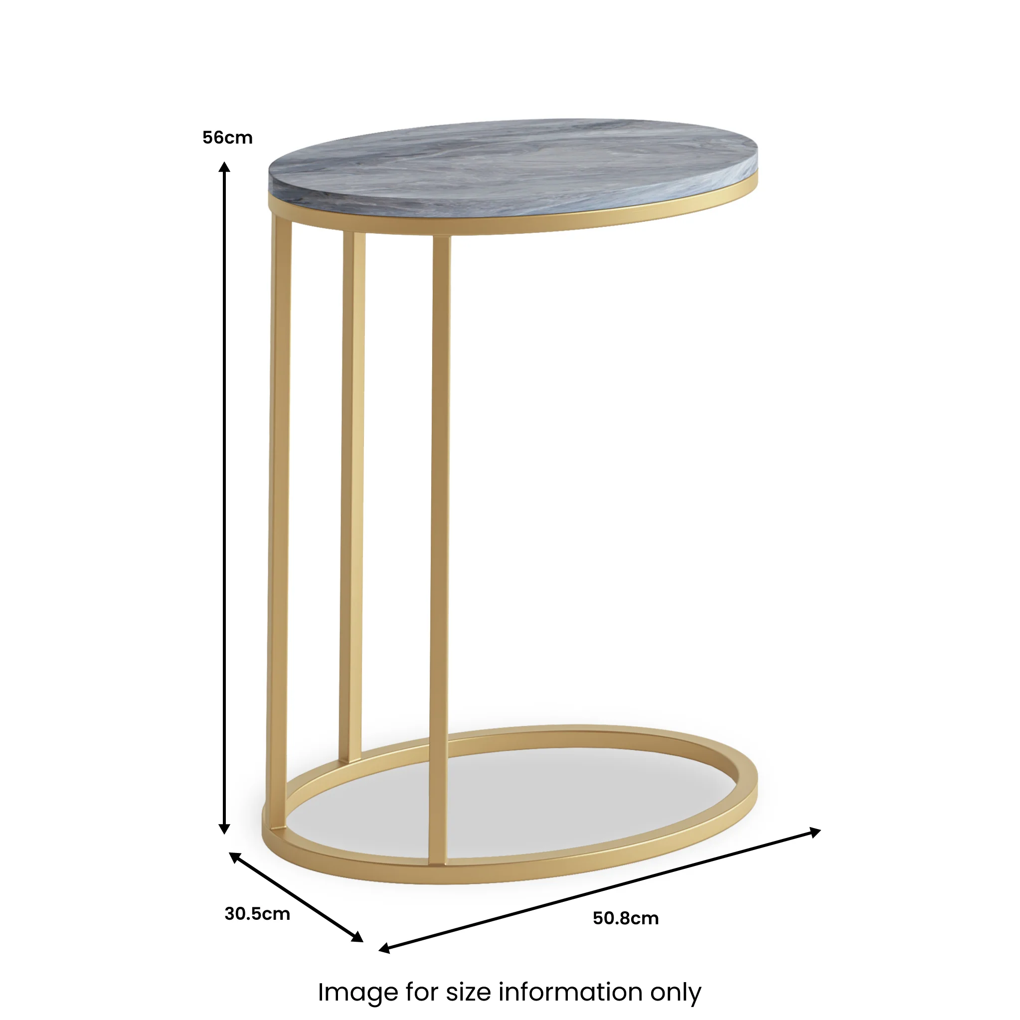 Pimlico Marble Oval C Side Table with Gold Frame - Image 7